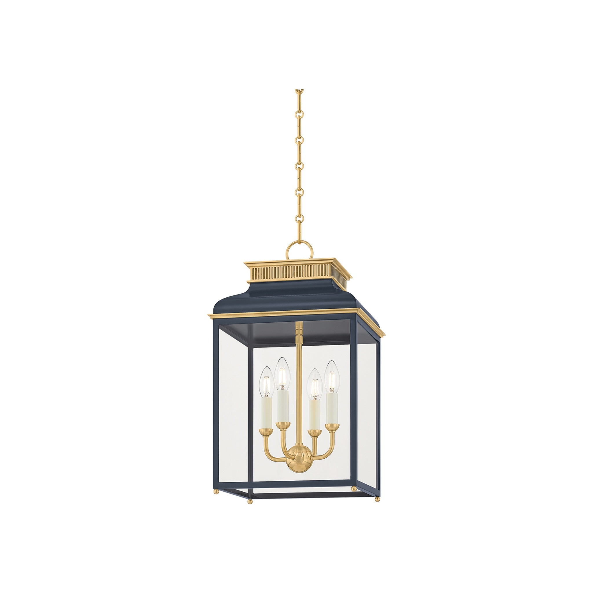 Houghton Lantern LIGHTING - lantern Hudson Valley Lighting Aged Brass / Darkest Blue Small