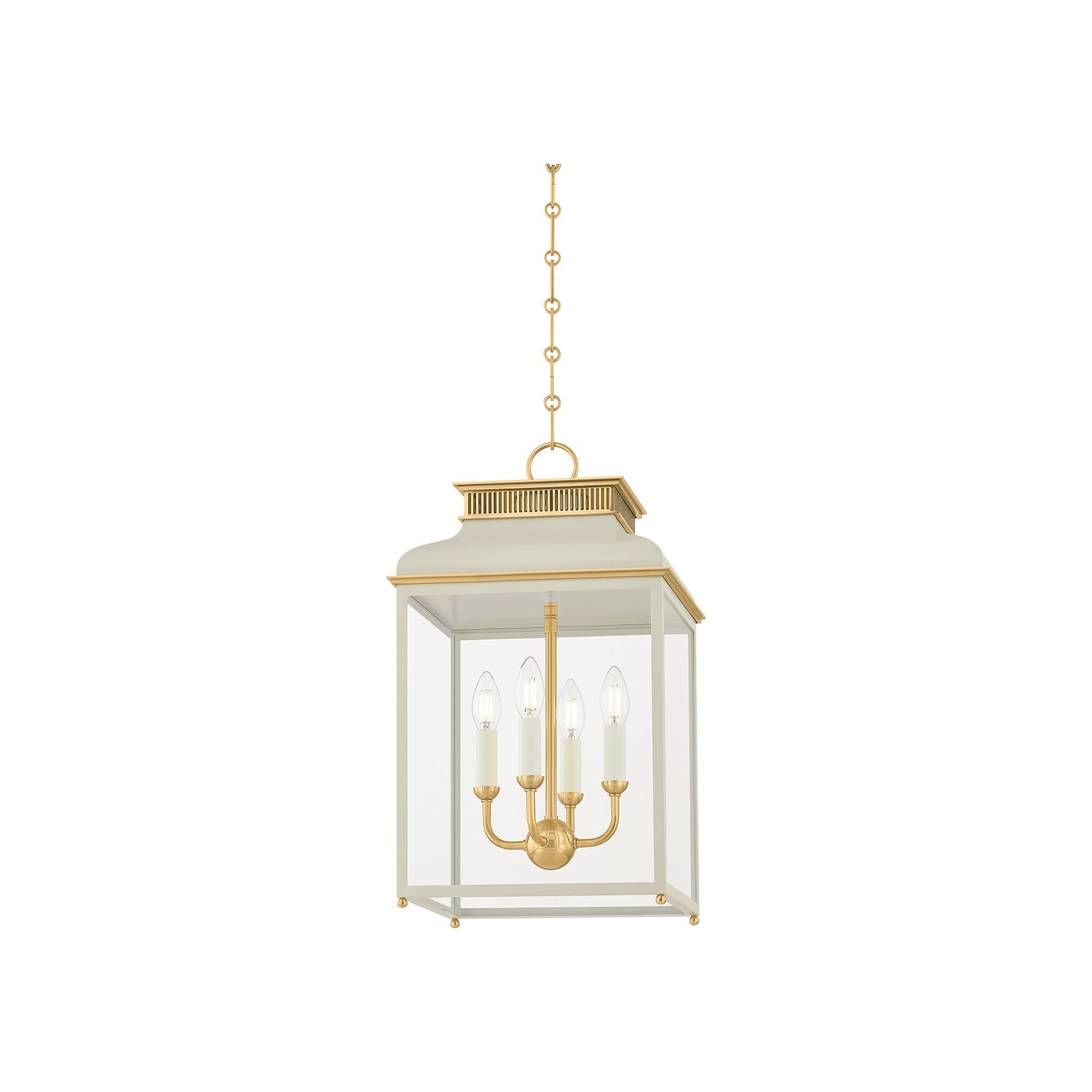 Houghton Lantern LIGHTING - lantern Hudson Valley Lighting Aged Brass / Off-white Small