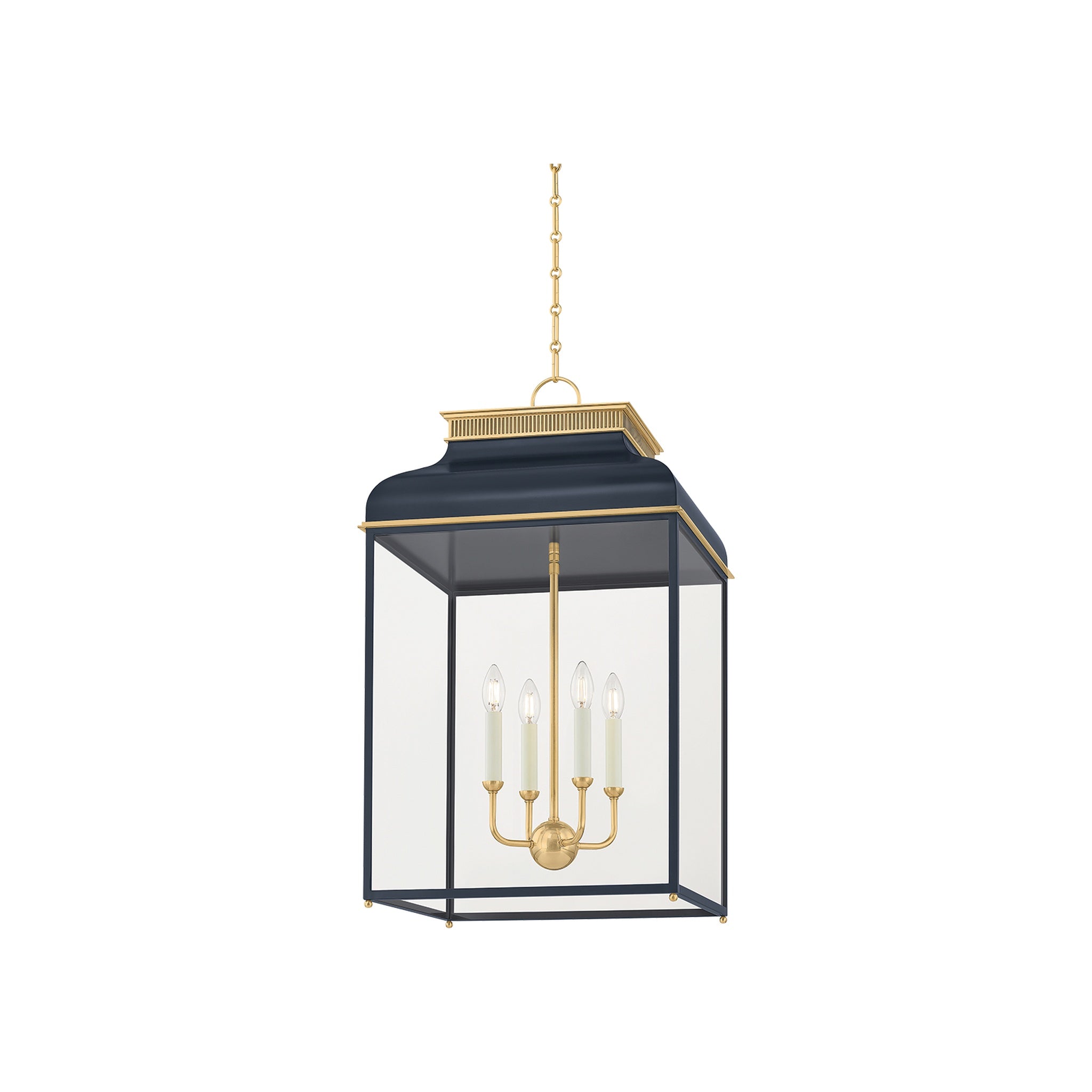 Houghton Lantern LIGHTING - lantern Hudson Valley Lighting Aged Brass / Darkest Blue Large