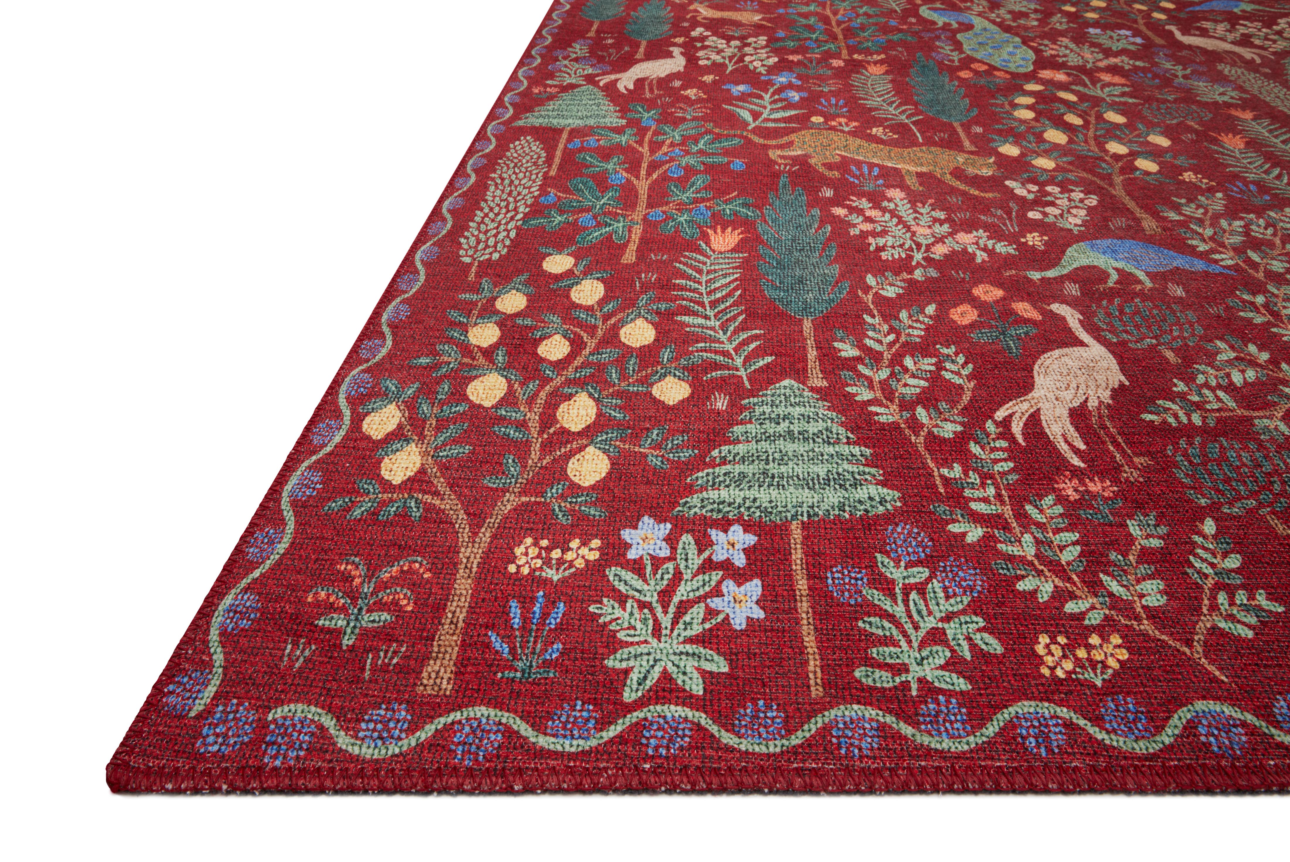 Rifle Paper Co. X Loloi/ Menagerie Forest Crimson Rug 3 - RUGS - patterned Loloi