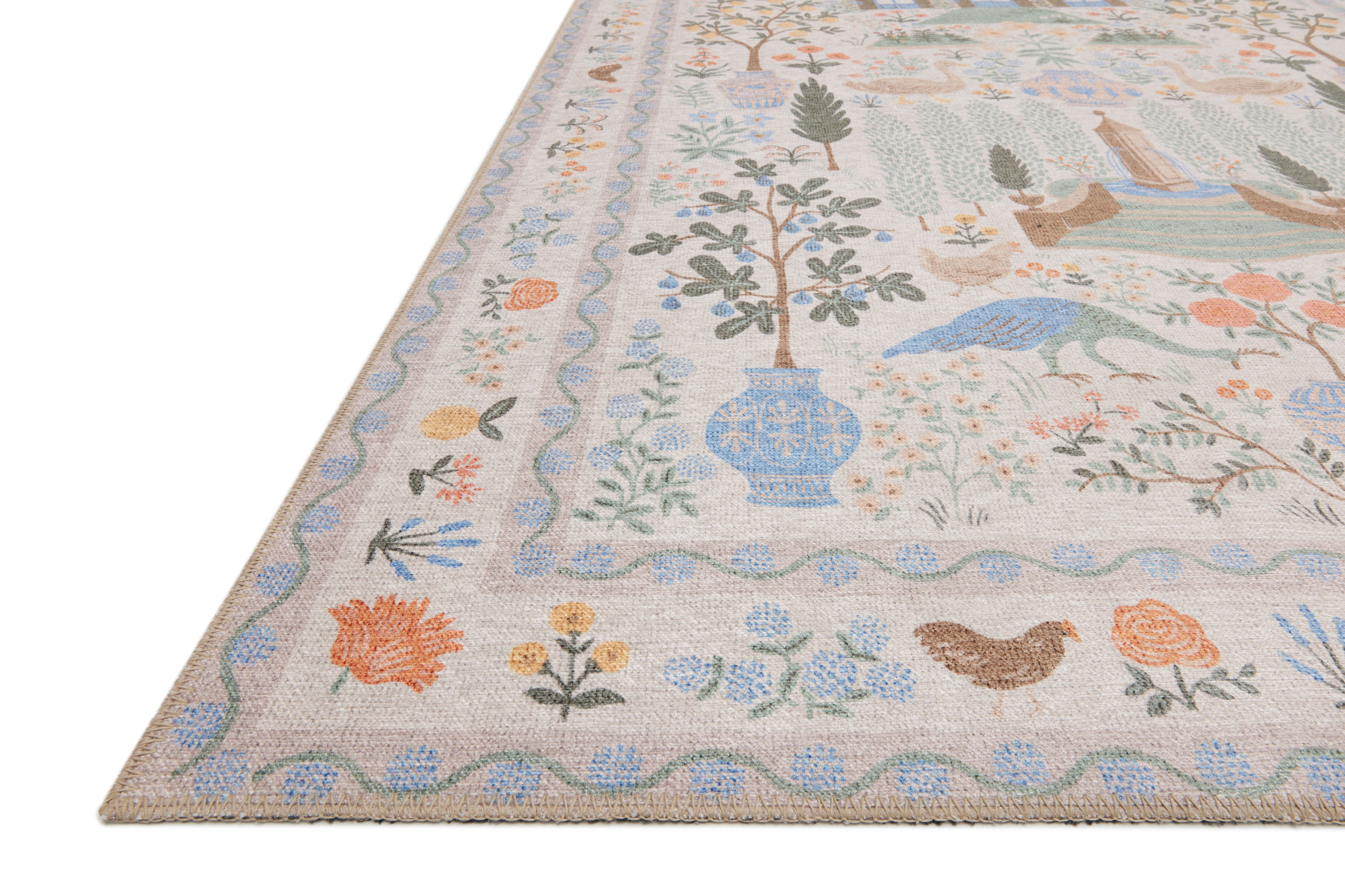 Rifle Paper Co. x Loloi Menagerie Cream Rug No.2 RUGS - synthetic Loloi 18" x 18"