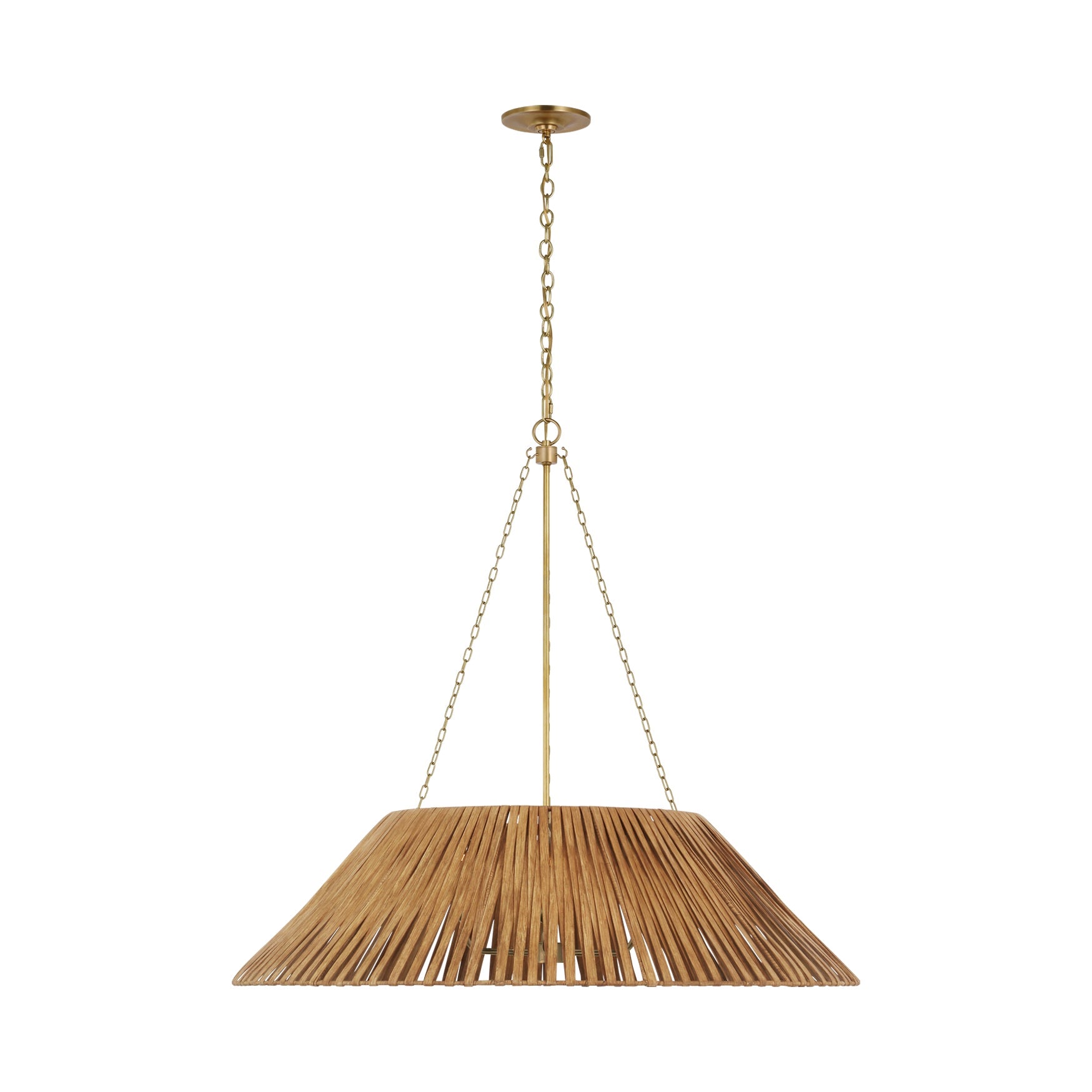 Corinne Extra Large Wrapped Hanging Shade Visual Comfort Polished Nickel Natural Wicker