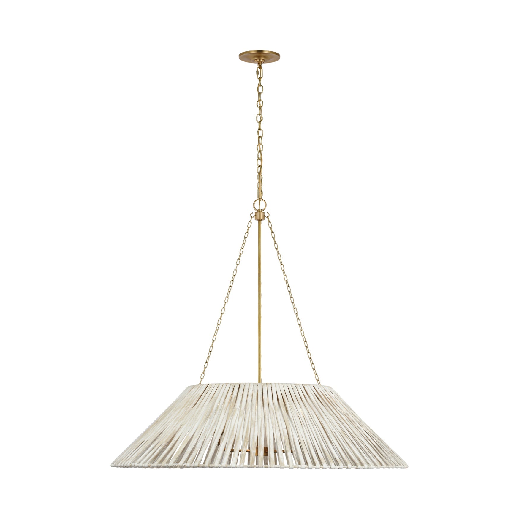 Corinne Extra Large Wrapped Hanging Shade Visual Comfort Soft Brass Natural Wicker