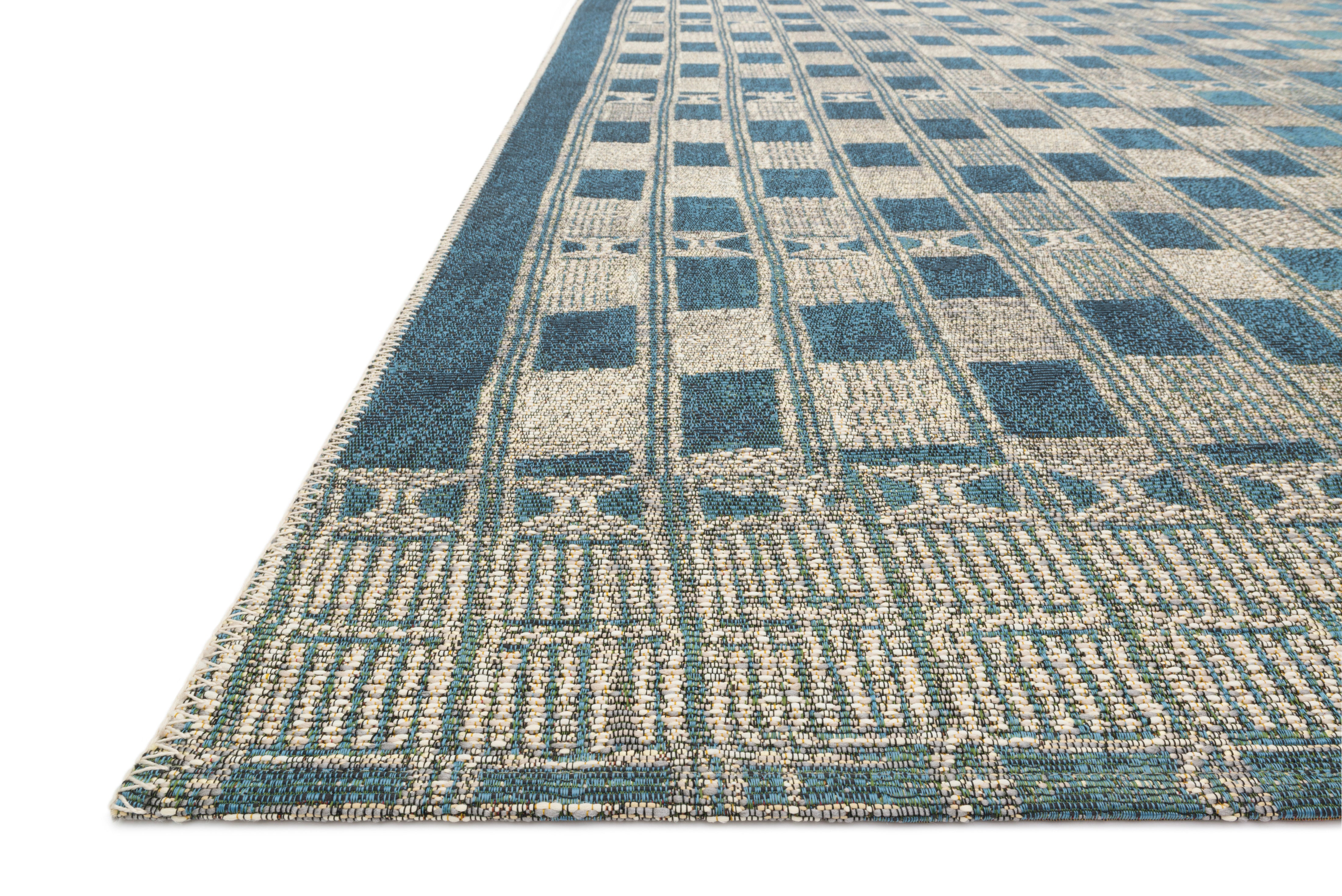 Loloi Mika Blue / Ivory Rug RUGS - synthetic Loloi