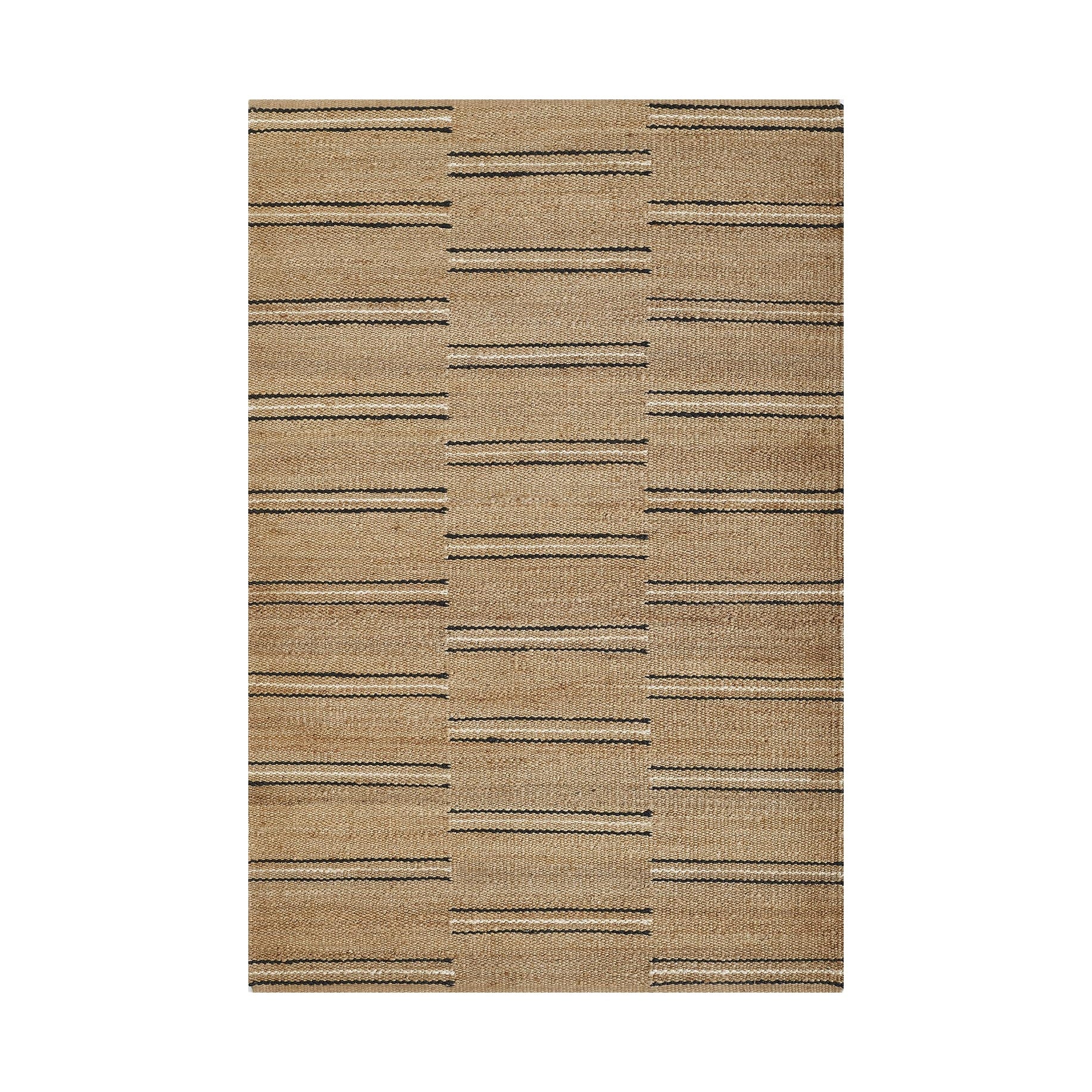 Crescent Broken Stripe Hand Woven Jute Area Rug RUGS - jute Momeni Black Stripe 2' x 3'