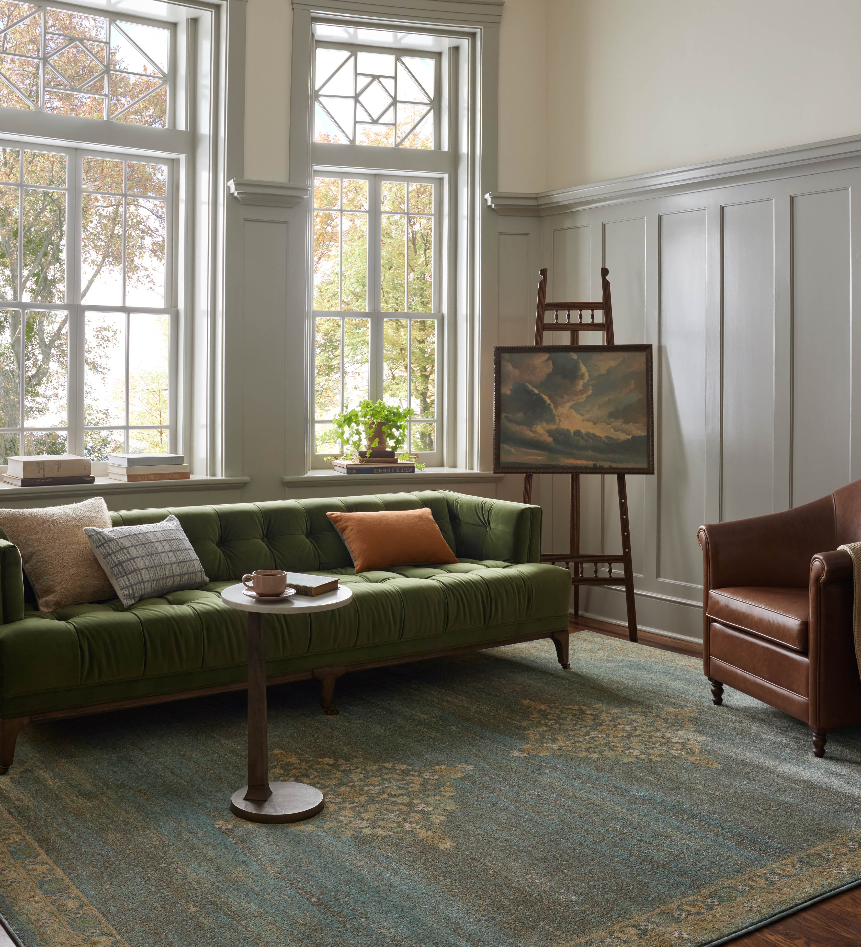Magnolia Home by Joanna Gaines x Loloi Mona Aqua / Wheat Rug 0-RUGS-jute Loloi