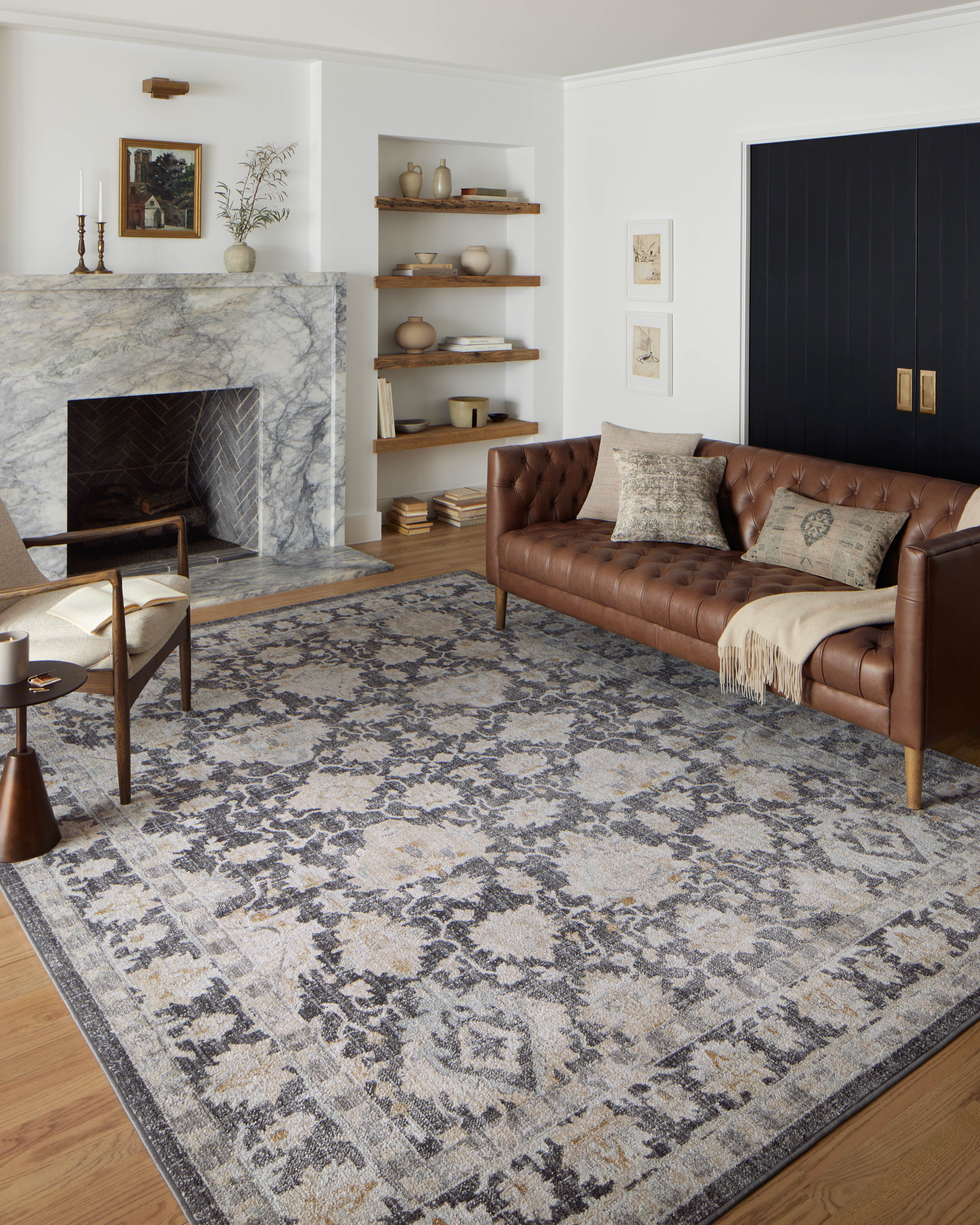 Loloi Monroe Charcoal / Natural Rug 0-RUGS-patterned Loloi