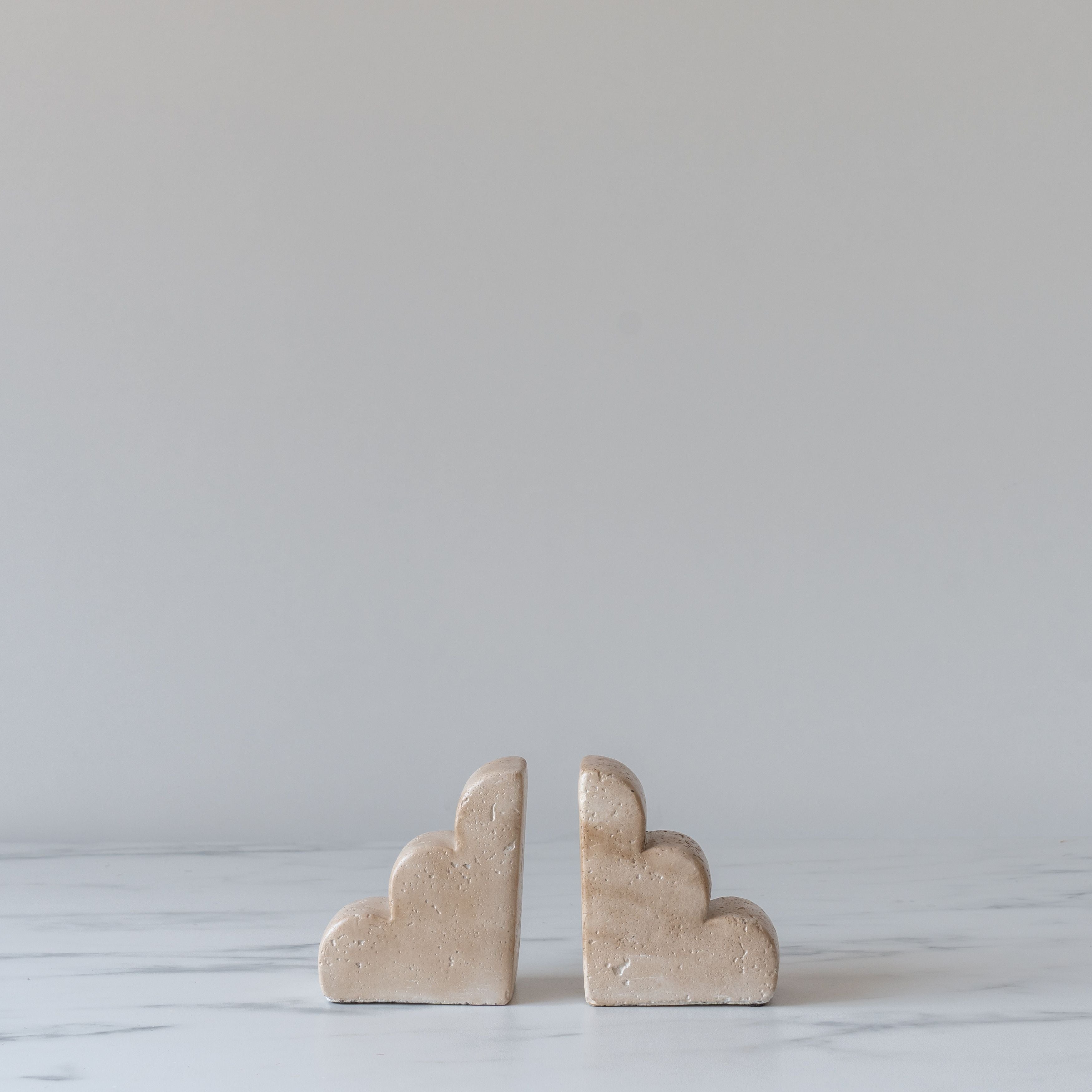 Scalloped Travertine Bookends - Rug & Weave