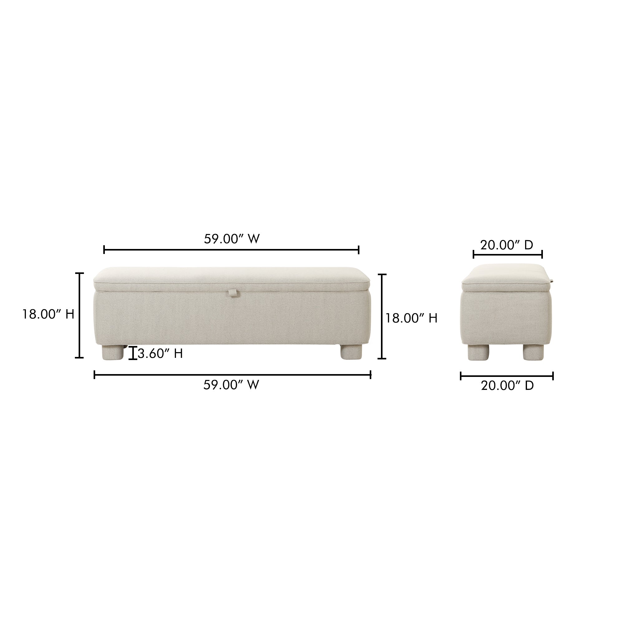 Ichigo Storage Bench FURNITURE - benche Moe's Furniture