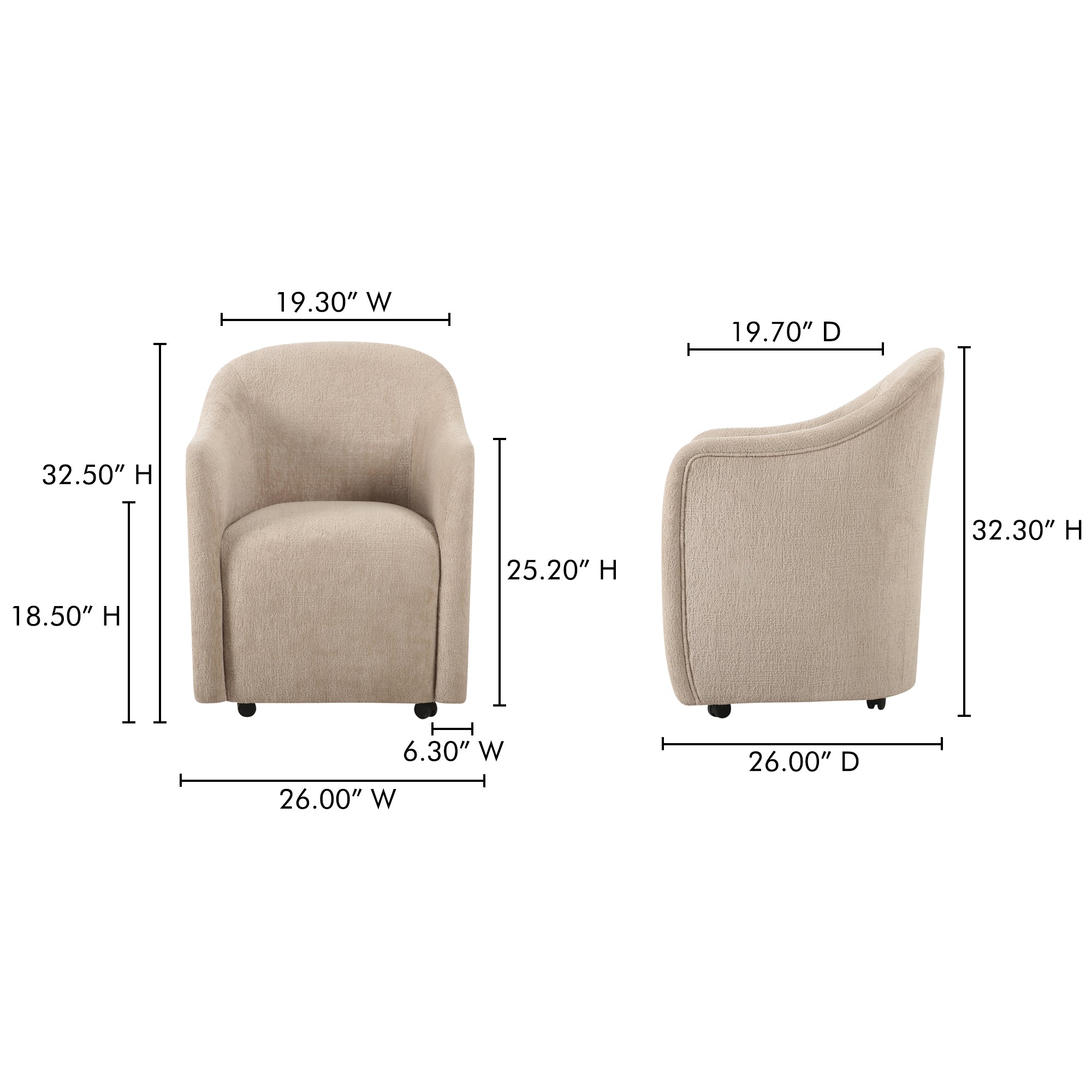 Drava Rolling Dining Chair FURNITURE - dining chair Moe's Furniture