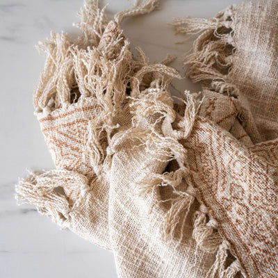 Printed Throw Blanket with Fringe Detail - Rug & Weave