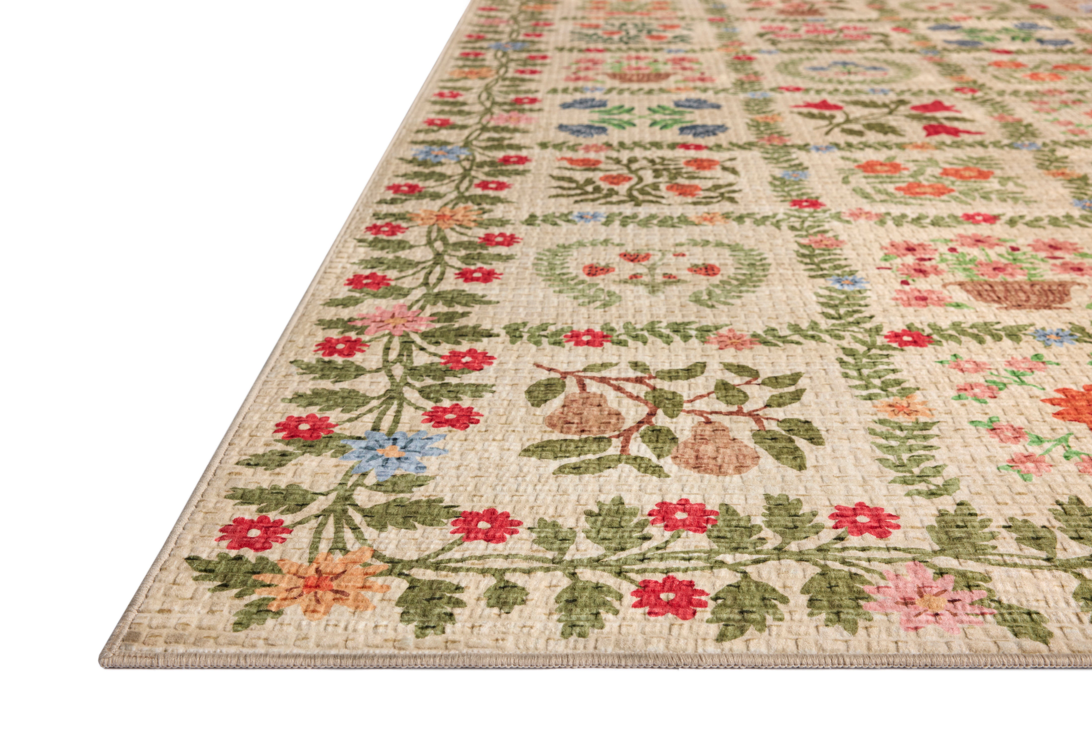Rifle Paper Co. x Loloi Orchard Beige / Multi Machine Washable Rug RUGS - synthetic Loloi 18" x 18"