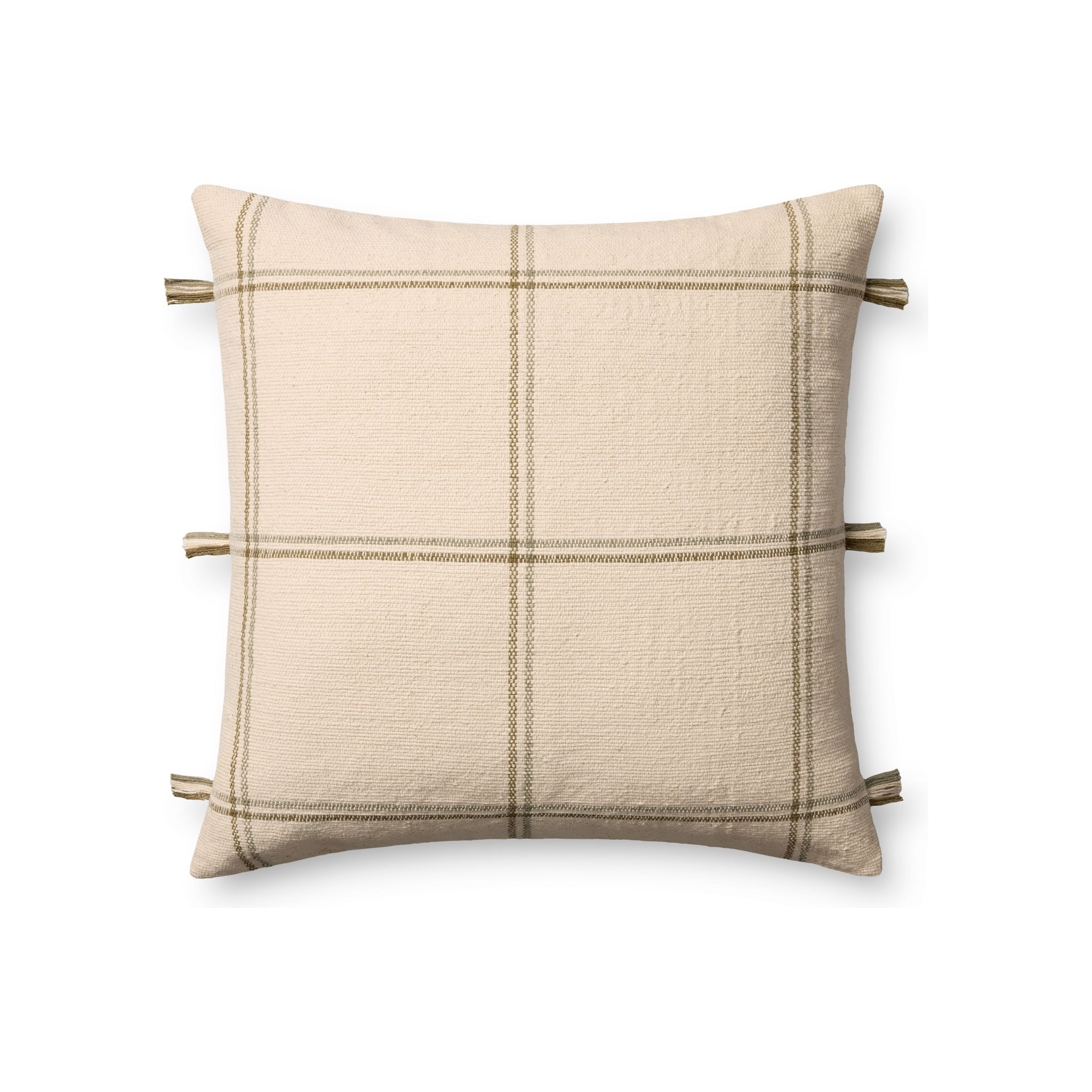 Amber Lewis x Loloi Lainey Pillow Throw Pillows Loloi Natural / Olive 24" x 24" Cover Only