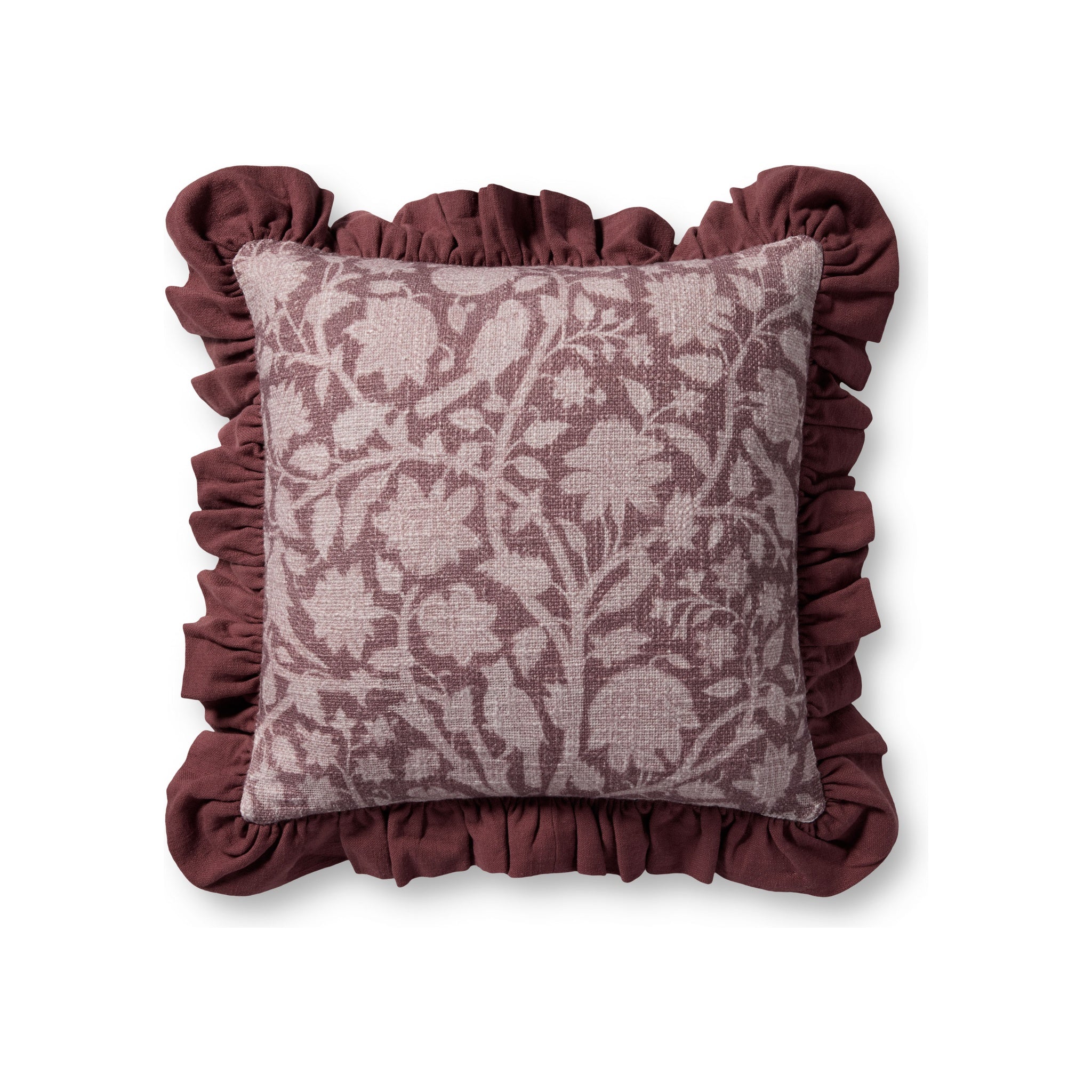 Chris Loves Julia x Loloi Kathleen Pillow Throw Pillows Loloi Wine 18x18 Cover Only