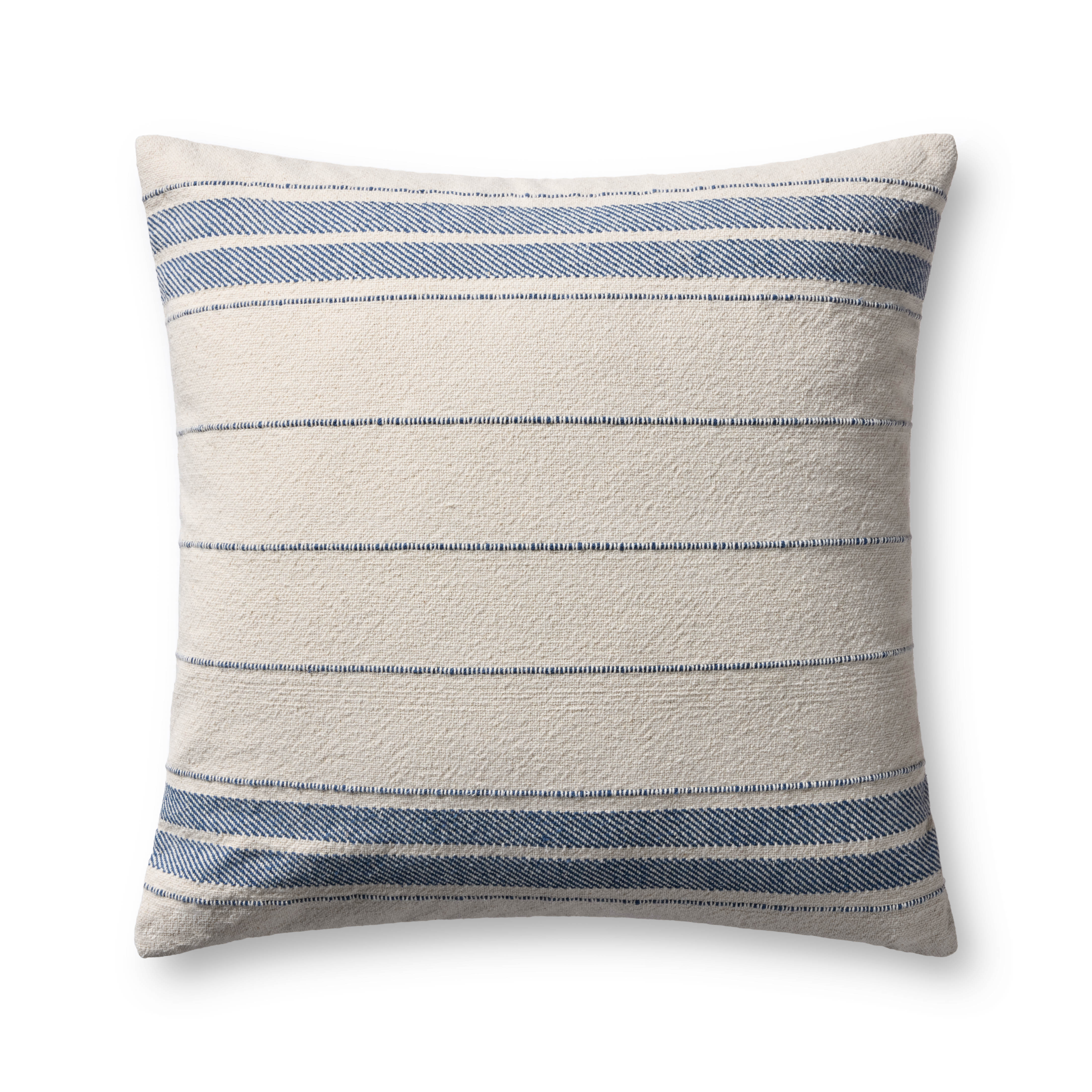 Magnolia Home by Joanna Gaines x Loloi Selena Natural / Blue Pillow Throw Pillows Loloi 22x22 Cover Only