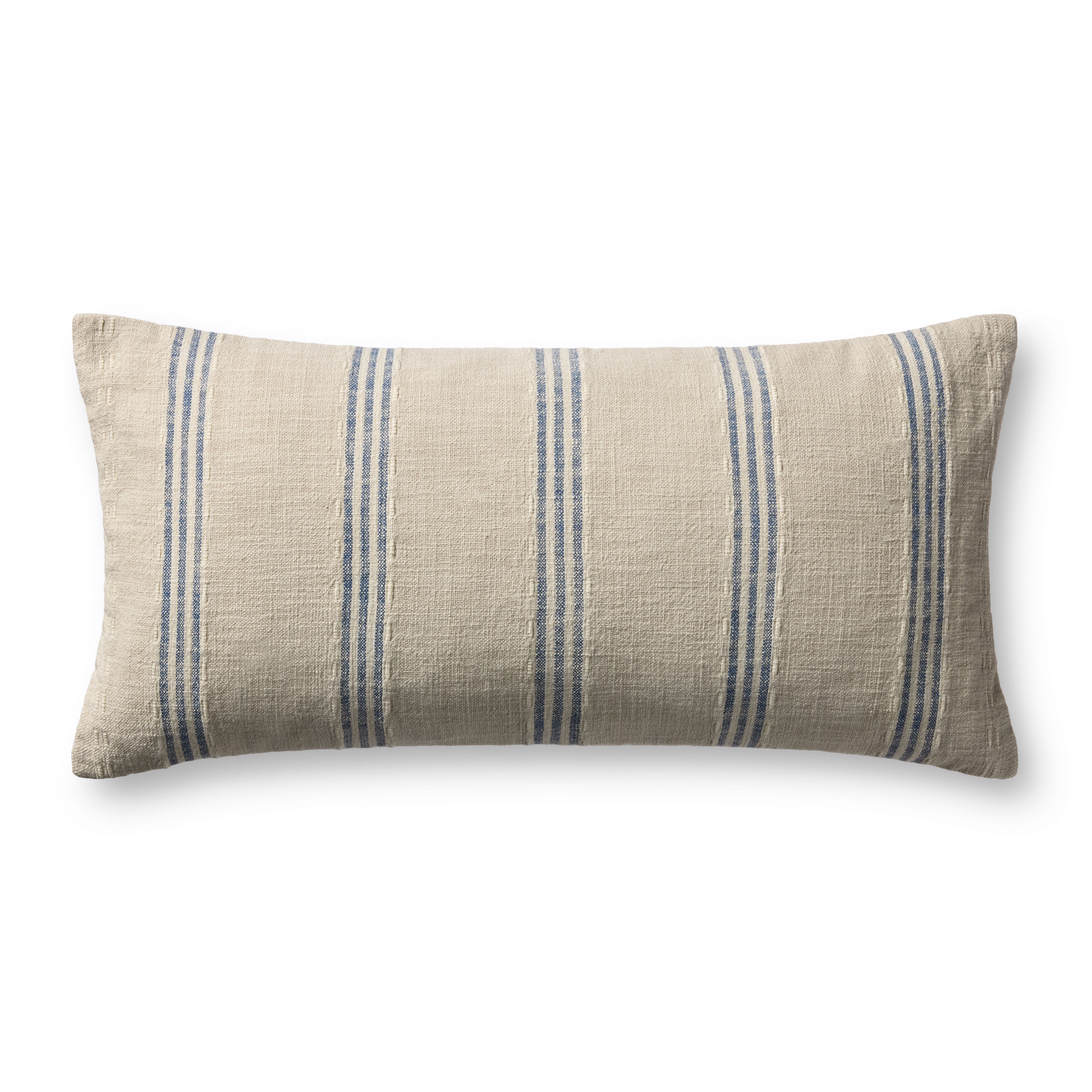 Magnolia Home by Joanna Gaines x Loloi Lincoln Natural / Blue Pillow Throw Pillows Loloi Cover Only