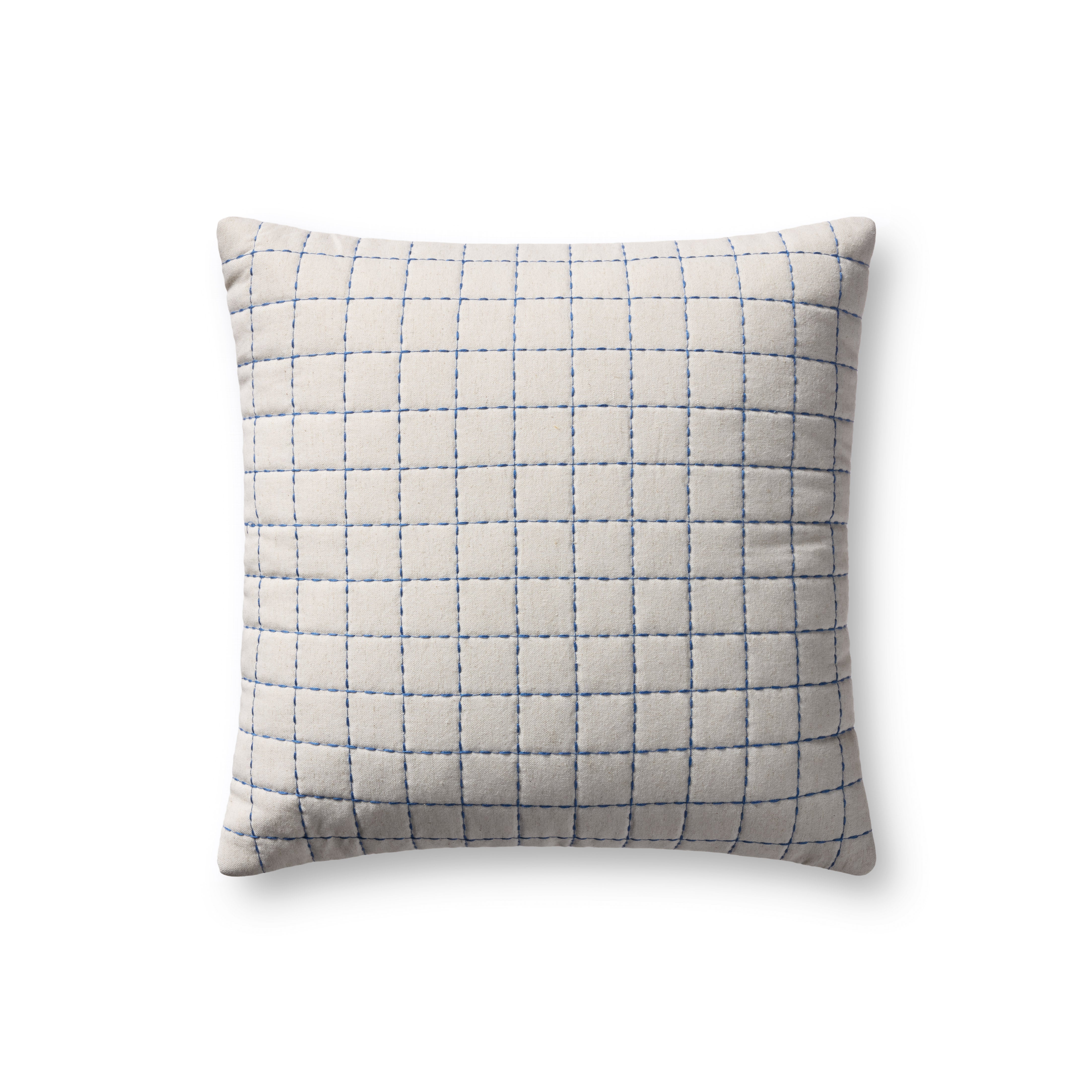 Magnolia Home by Joanna Gaines x Loloi Hattie Natural / Blue Pillow Throw Pillows Loloi Cover Only