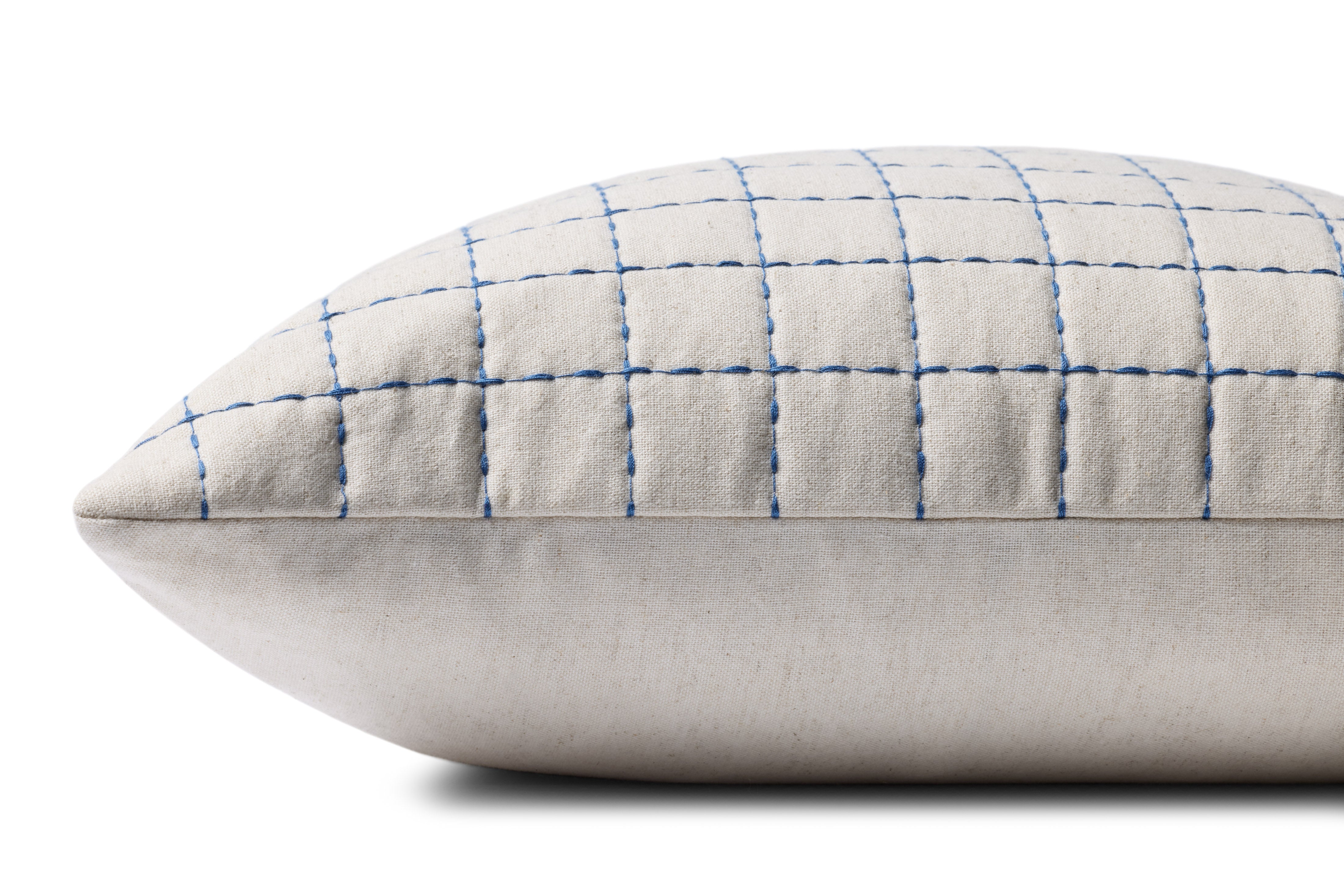 Magnolia Home by Joanna Gaines x Loloi Hattie Natural / Blue Pillow Throw Pillows Loloi