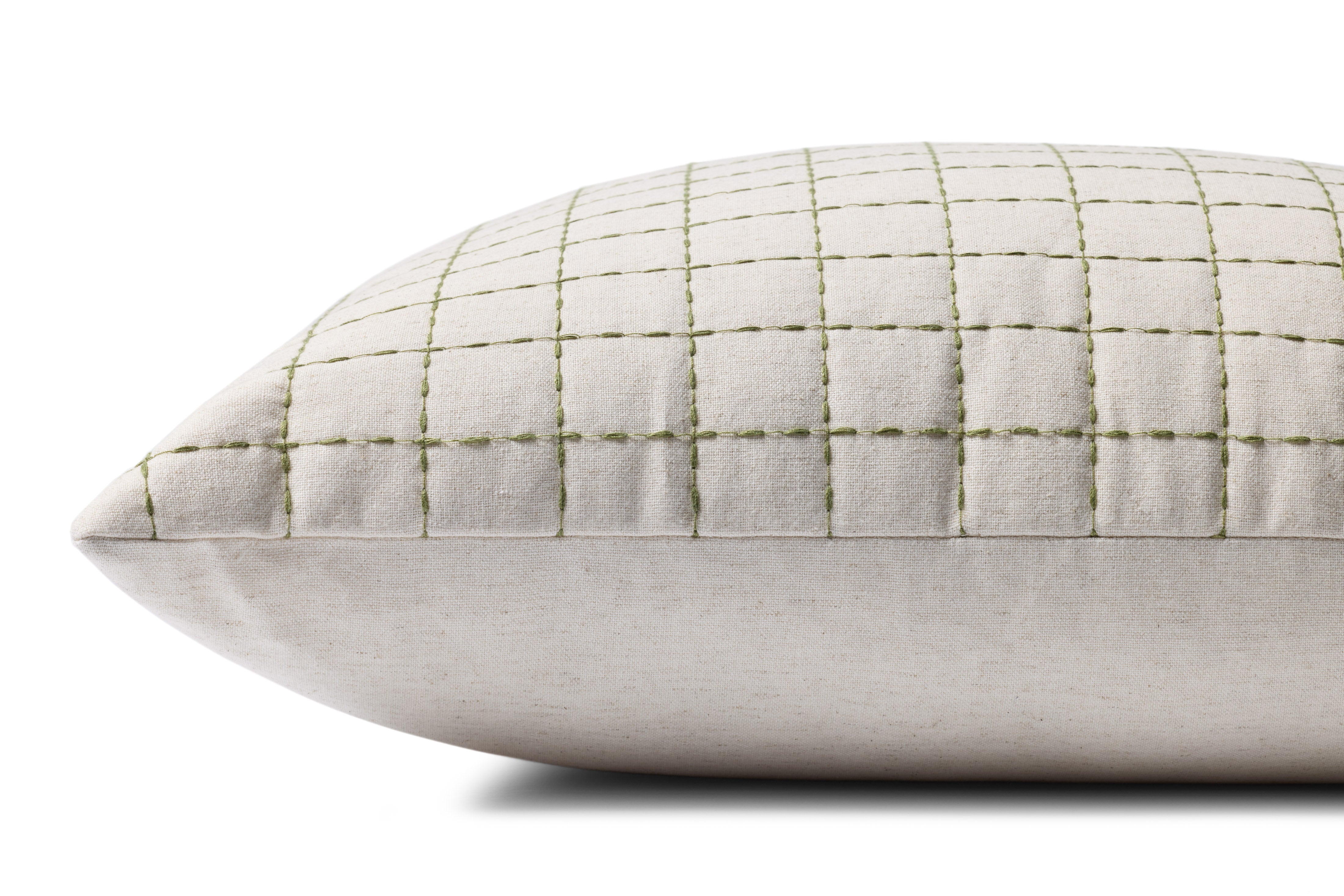 Magnolia Home by Joanna Gaines x Loloi Hattie Natural / Green Pillow Throw Pillows Loloi