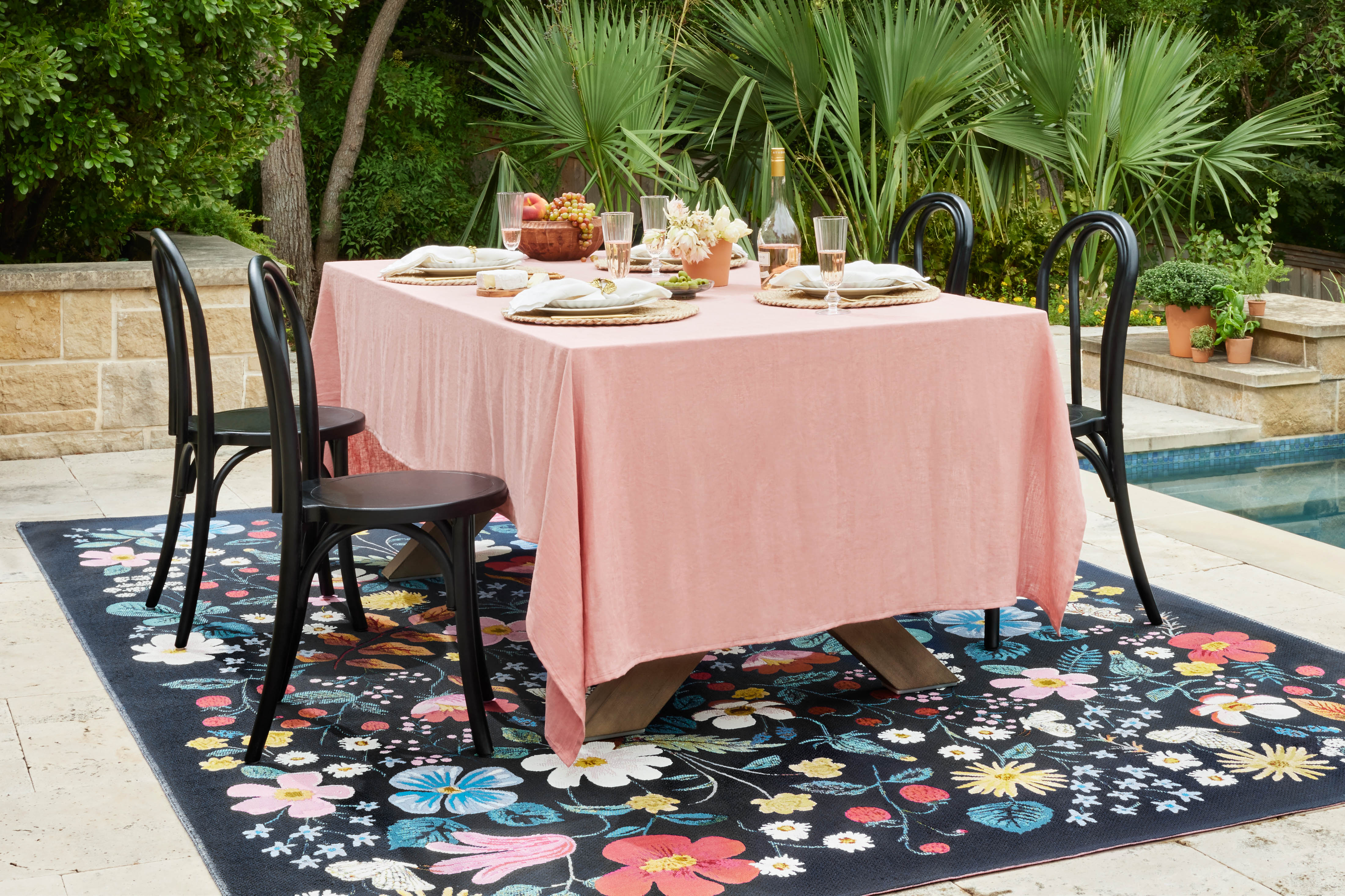 Rifle Paper Co. x Loloi Perennial Black Sample Rug No.2 RUGS - synthetic Loloi 18" x 18"