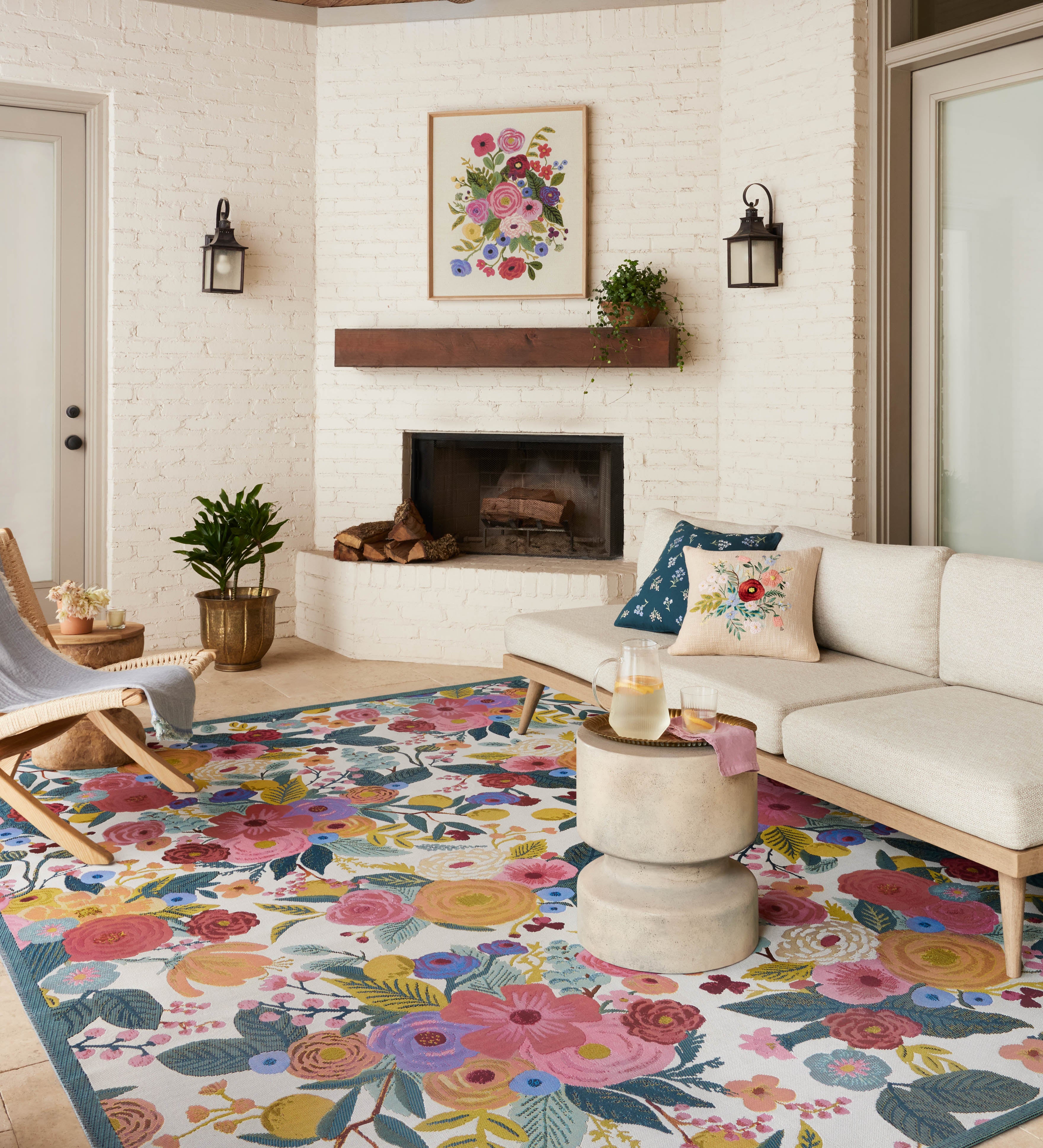Rifle Paper Co. x Loloi Perennial Garden Party Rose / Multi Rug 5-Rugs - indoor/outdoor Loloi