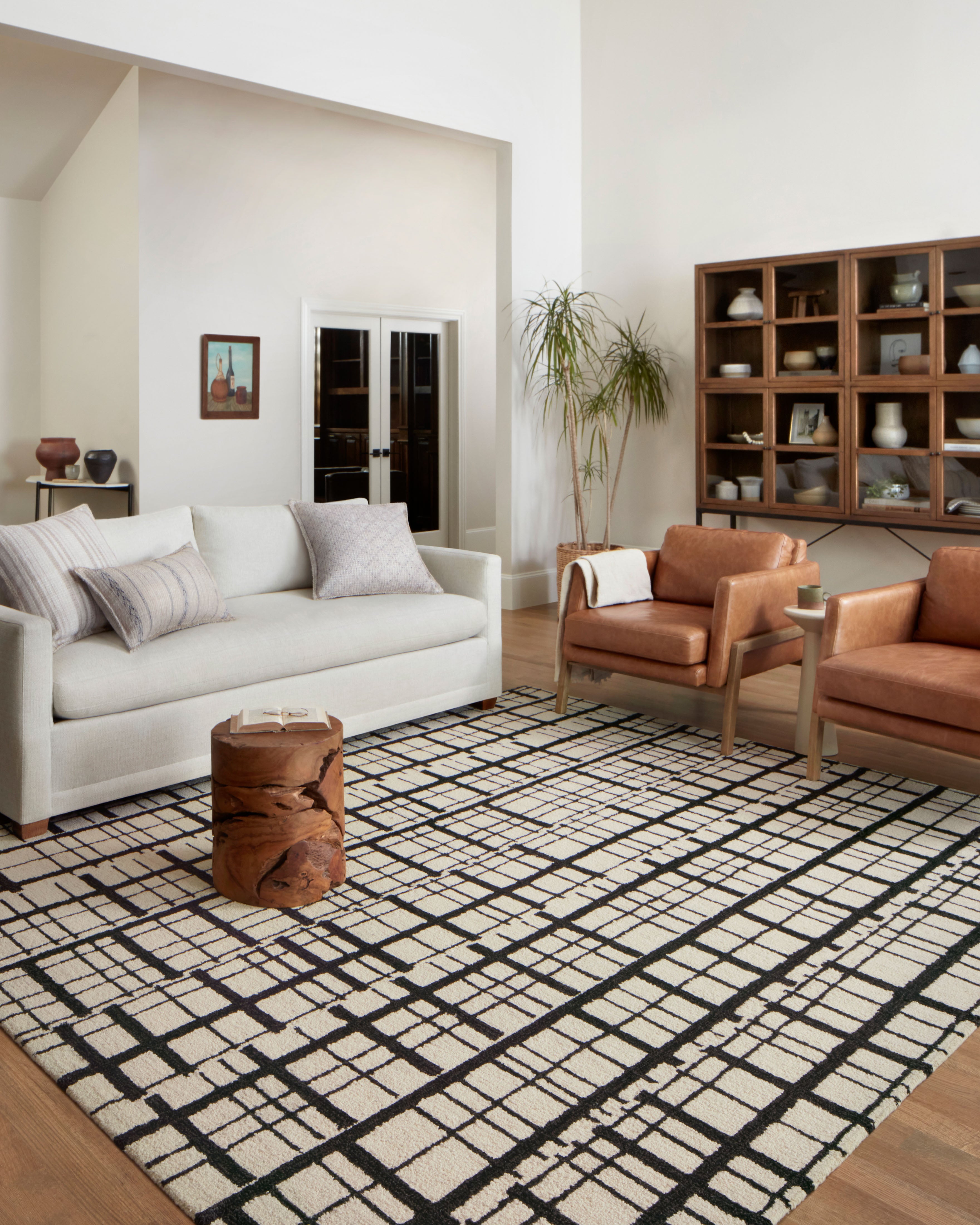 Chris Loves Julia x Loloi Polly Black / Ivory Rug 1-RUGS - jute Loloi