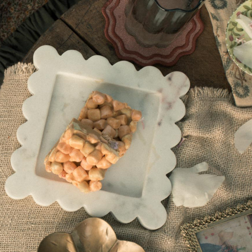 Square Marble Scalloped Tray tray Luxe B Co (Faire)