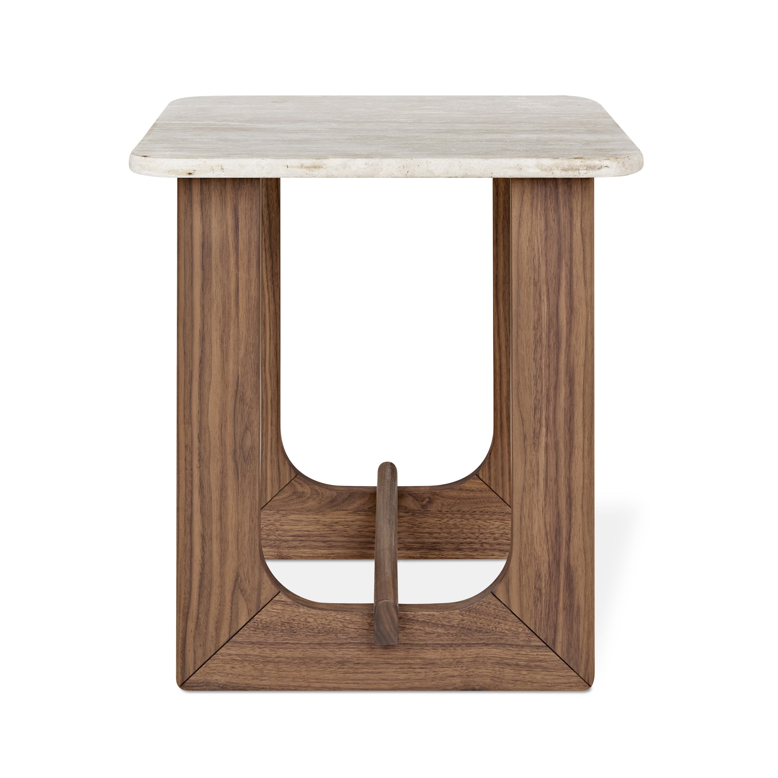 Gus* Modern Portico End Table FURNITURE - end table Gus Classic Walnut Travertine Natural