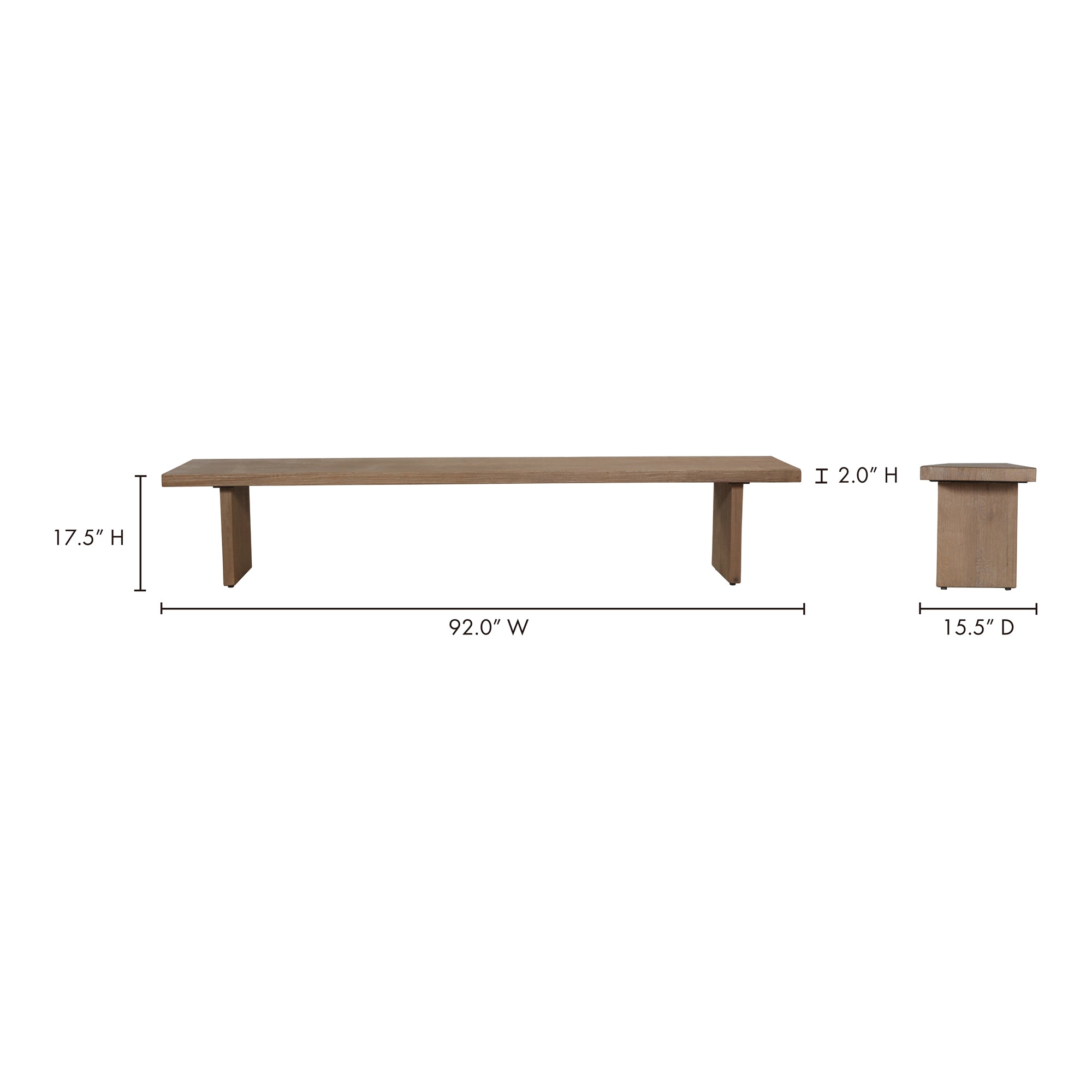 Koshi Bench Sandblasted Amber Oak FURNITURE - benche Moe's Furniture