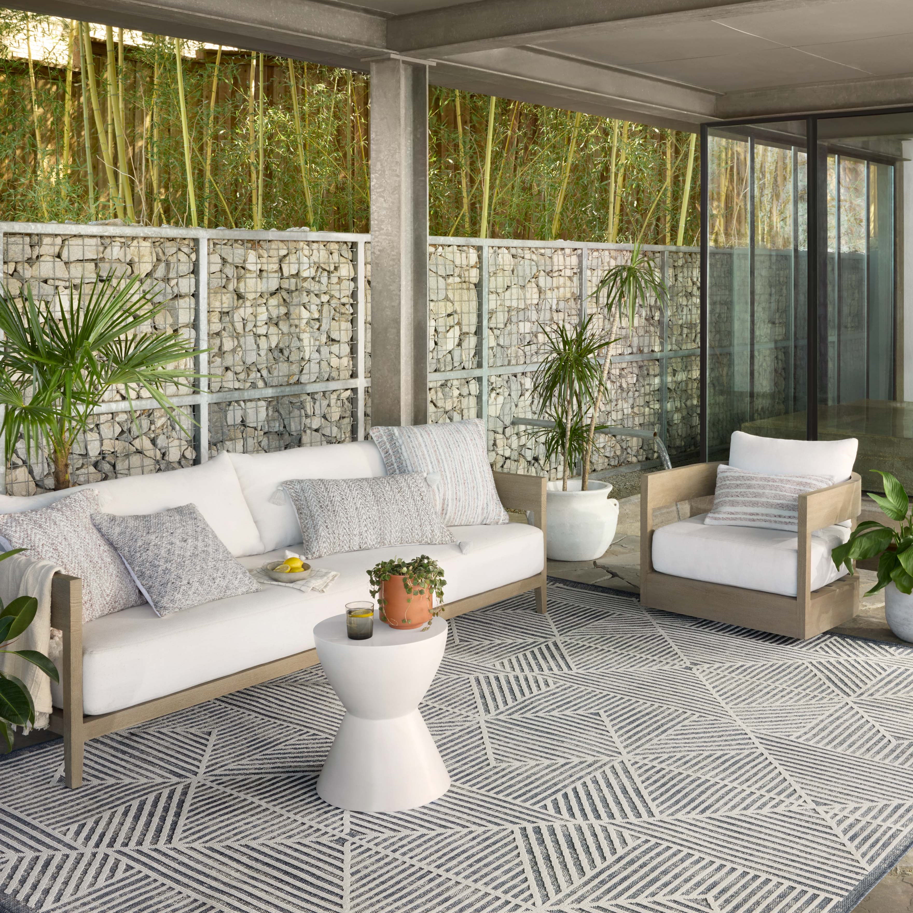 Loloi Rainier Denim / Ivory Rug No.1 RUGS - synthetic Loloi