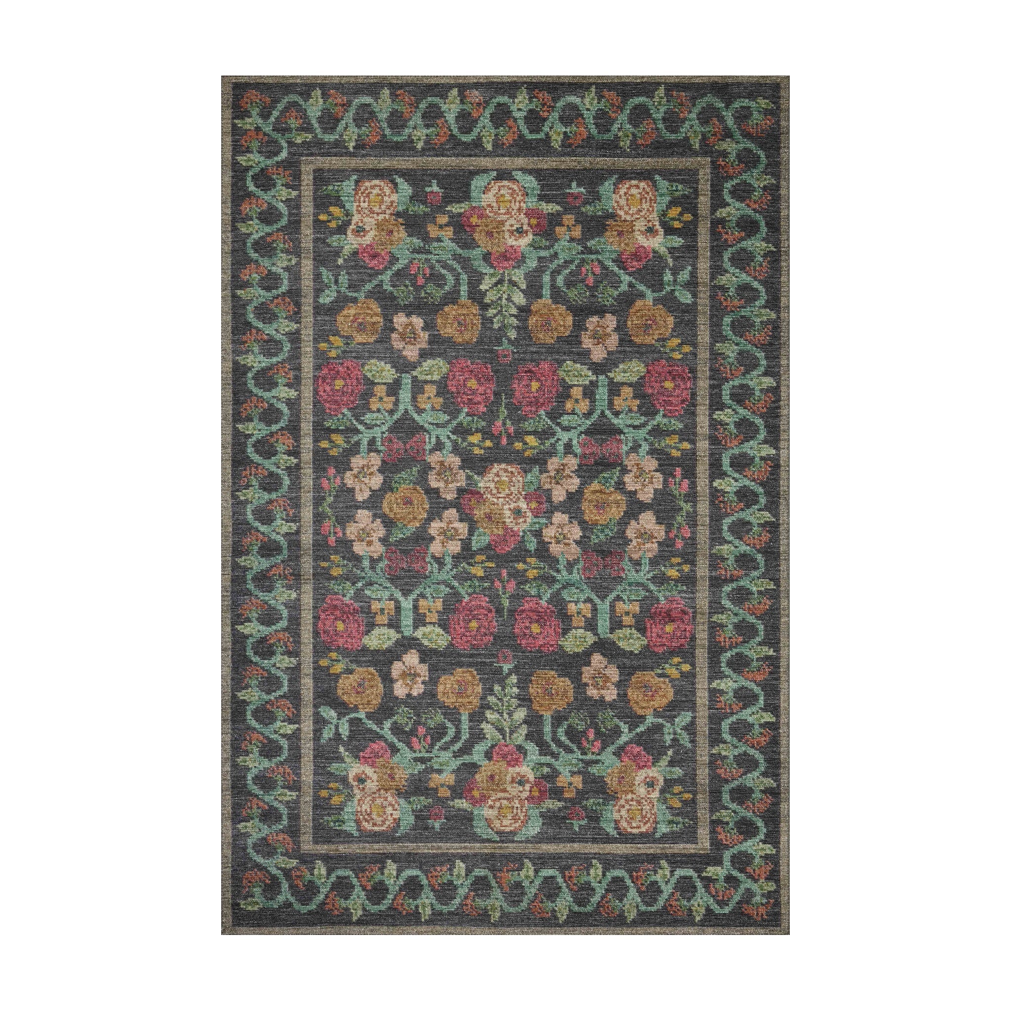 Rifle Paper Co. x Loloi Rosa Black Sample Rug RUGS - synthetic Loloi 18" x 18"