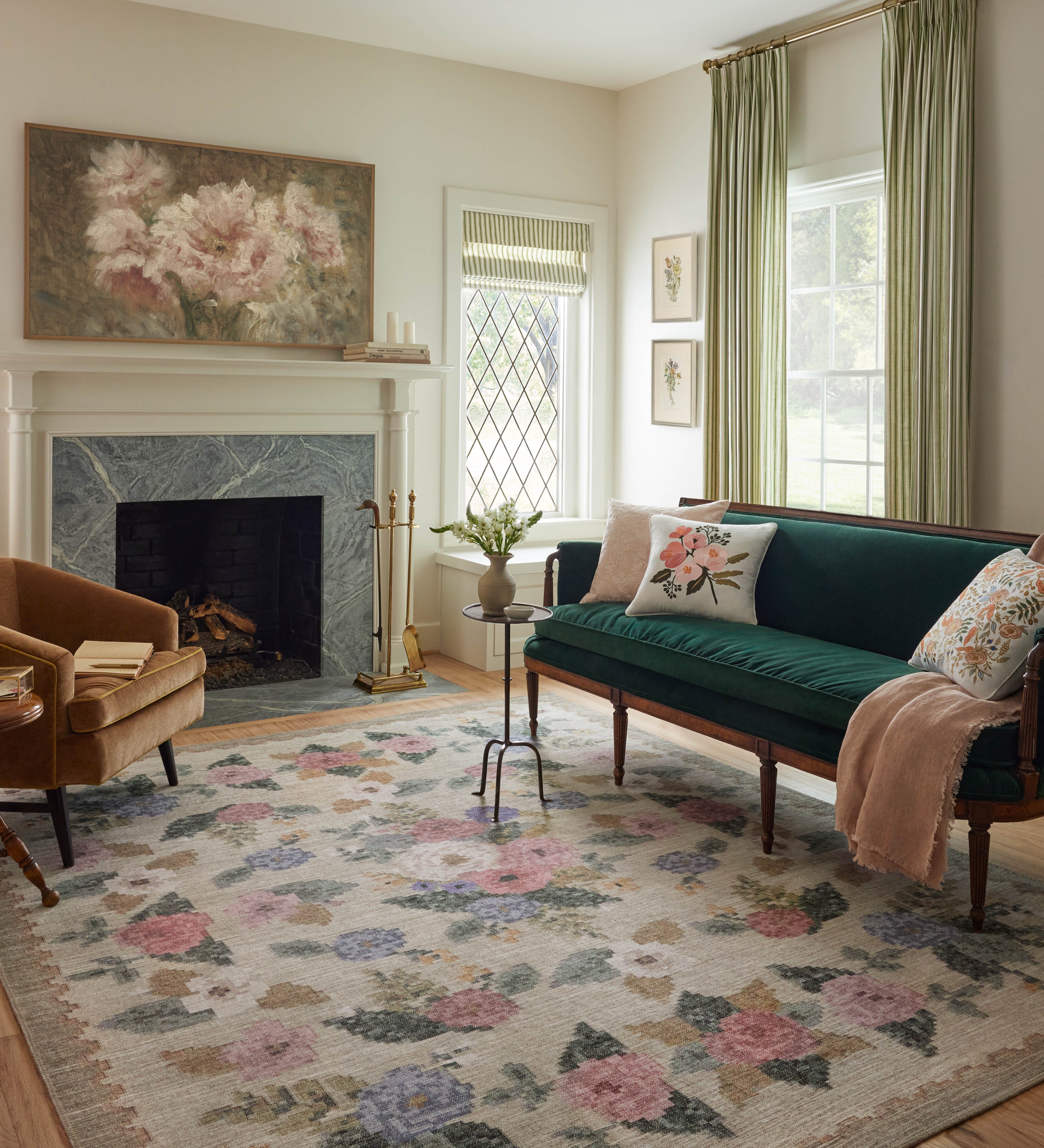 Rifle Paper Co. x Loloi Rosa Antique Rose Cream Rug 0-RUGS-patterned Loloi