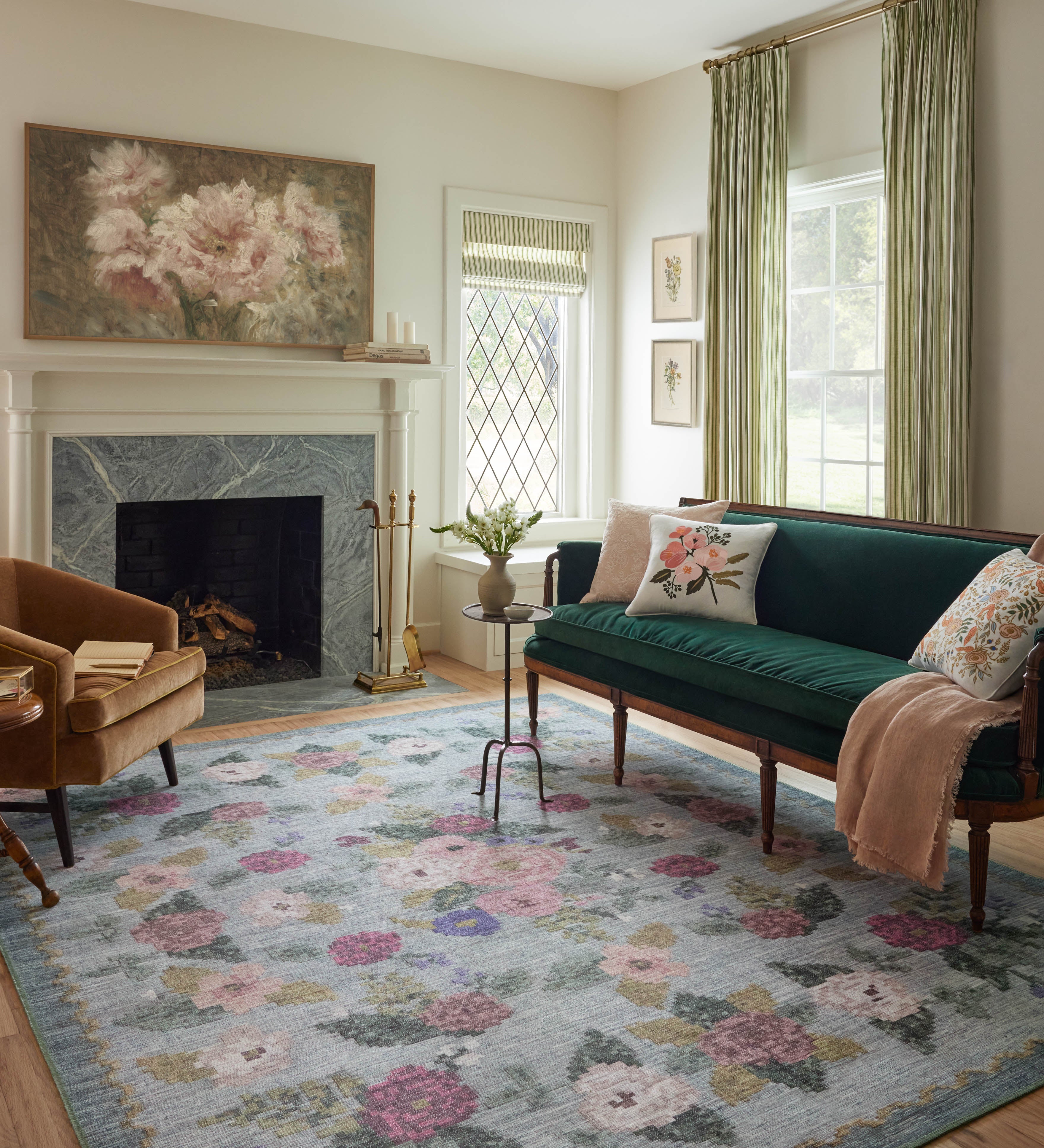 Rifle Paper Co. x Loloi Rosa Antique Rose Sky Rug 0-RUGS-patterned Loloi