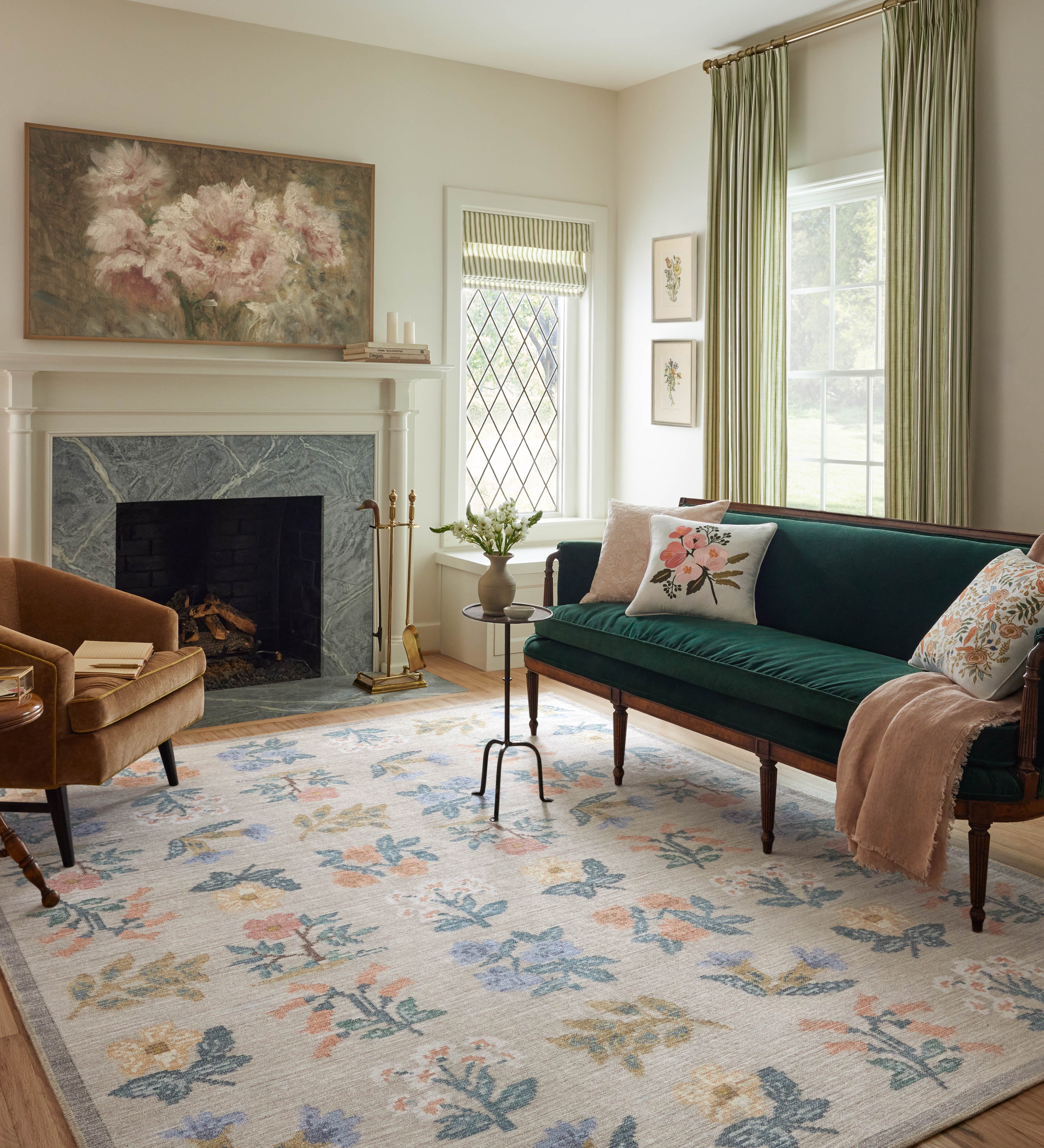 Rifle Paper Co. x Loloi Rosa Hawthorne Cream Rug 0-RUGS-patterned Loloi