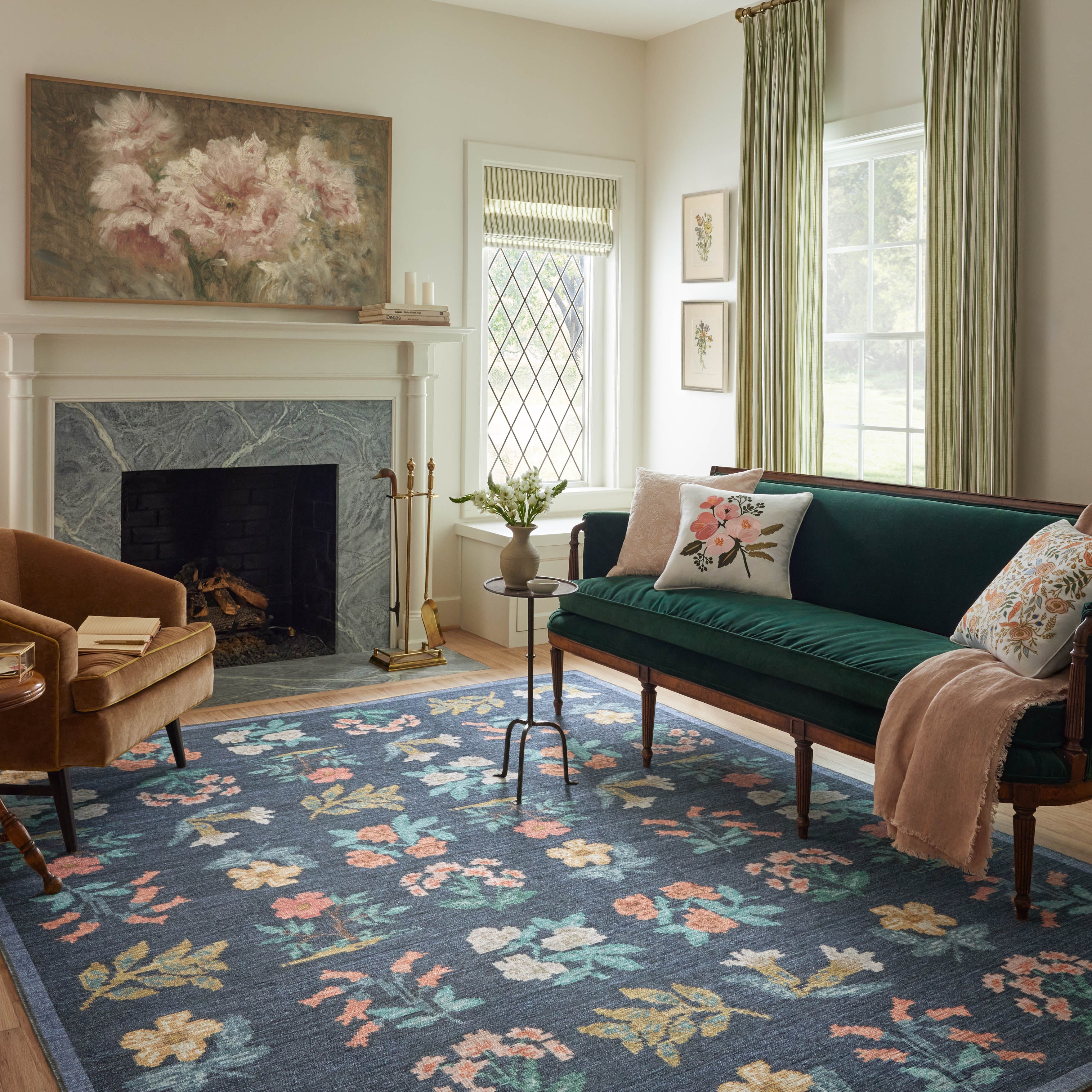 Rifle Paper Co. x Loloi Rosa Navy Rug RUGS - synthetic Loloi