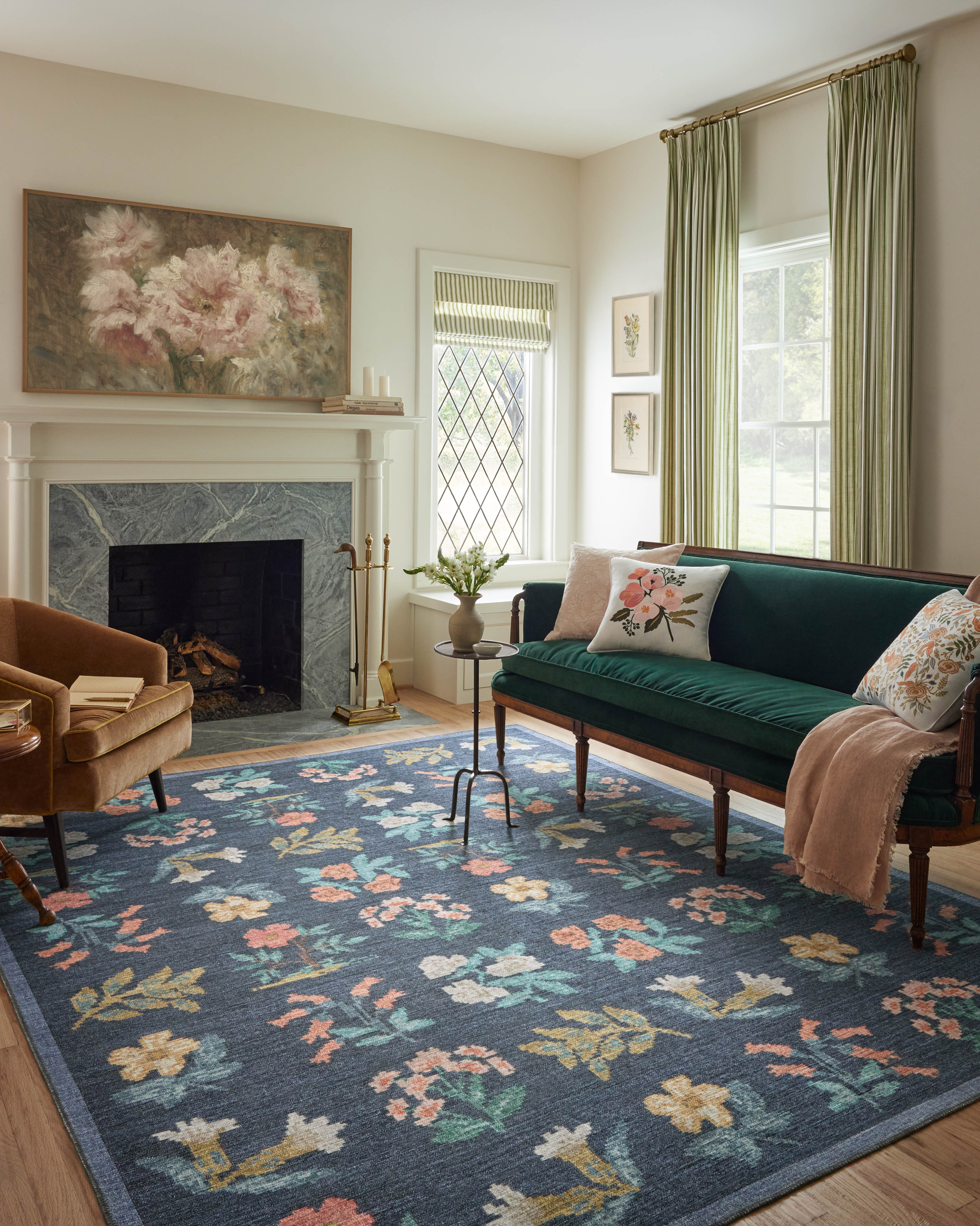 Rifle Paper Co. x Loloi Rosa Navy Sample Rug RUGS - synthetic Loloi