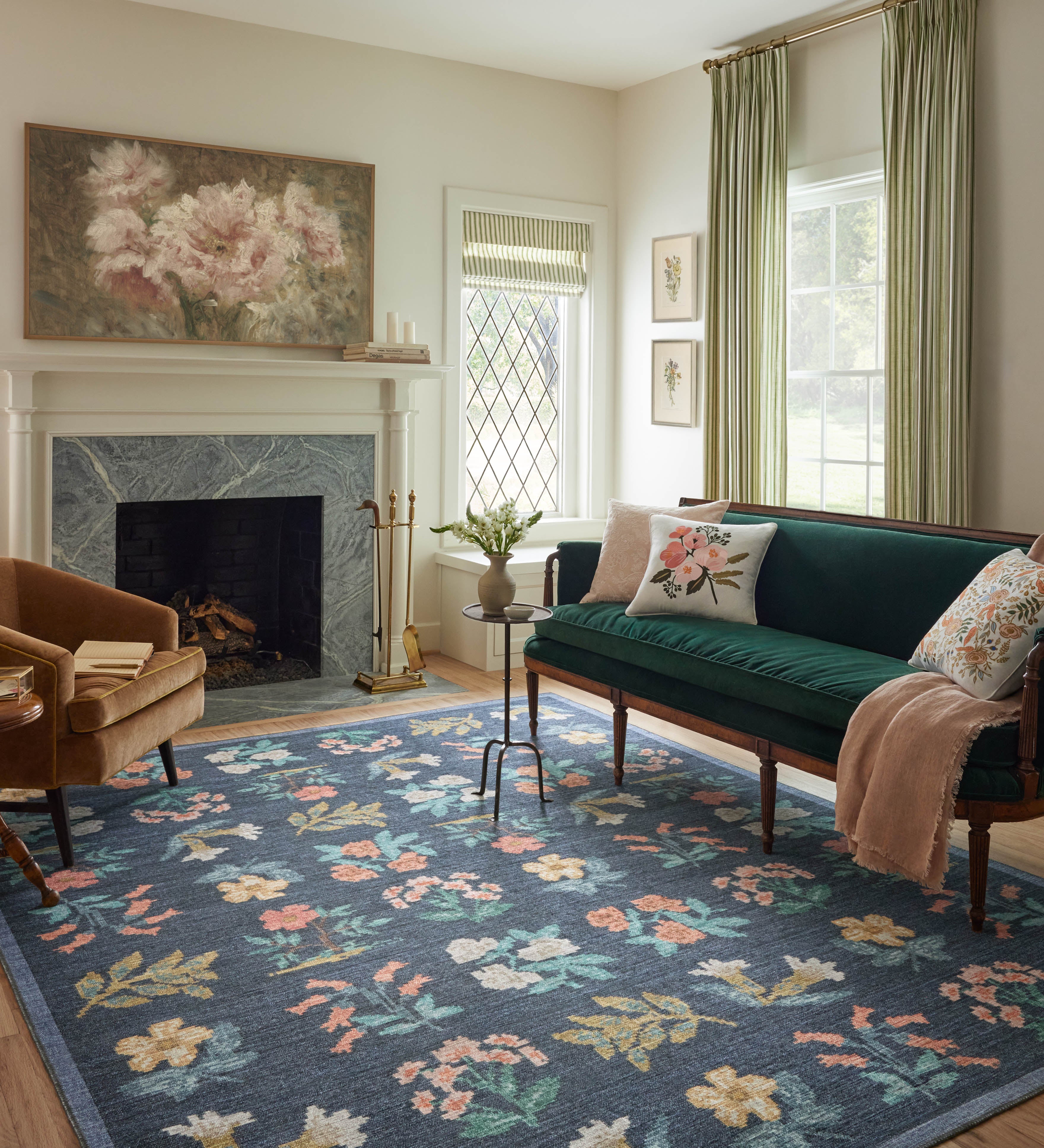Rifle Paper Co. x Loloi Rosa Hawthorne Navy Rug 0-RUGS-patterned Loloi