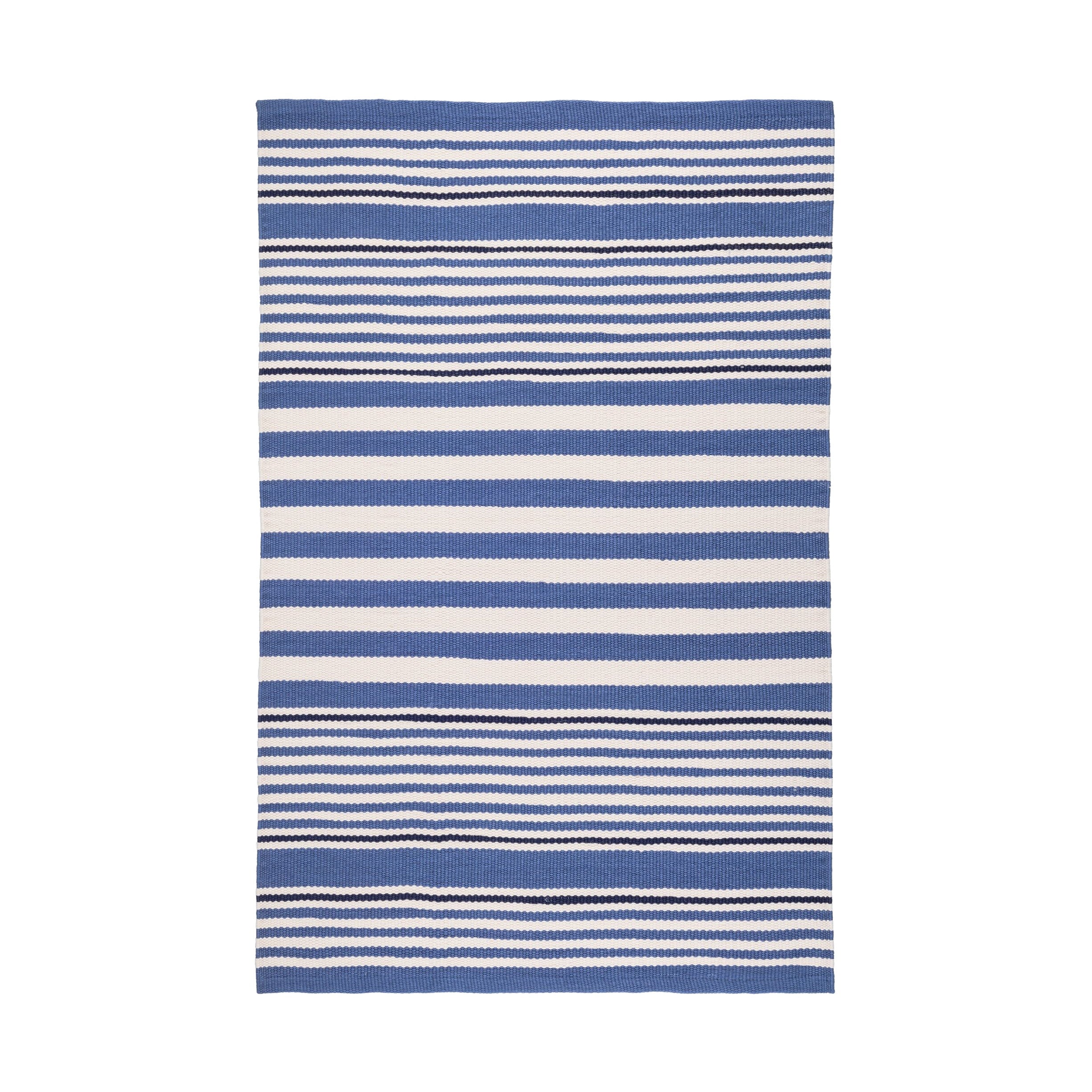 Rugby Stripe Handwoven Indoor/Outdoor Rug RUGS - synthetic Dash & Albert Denim 2' x 3'