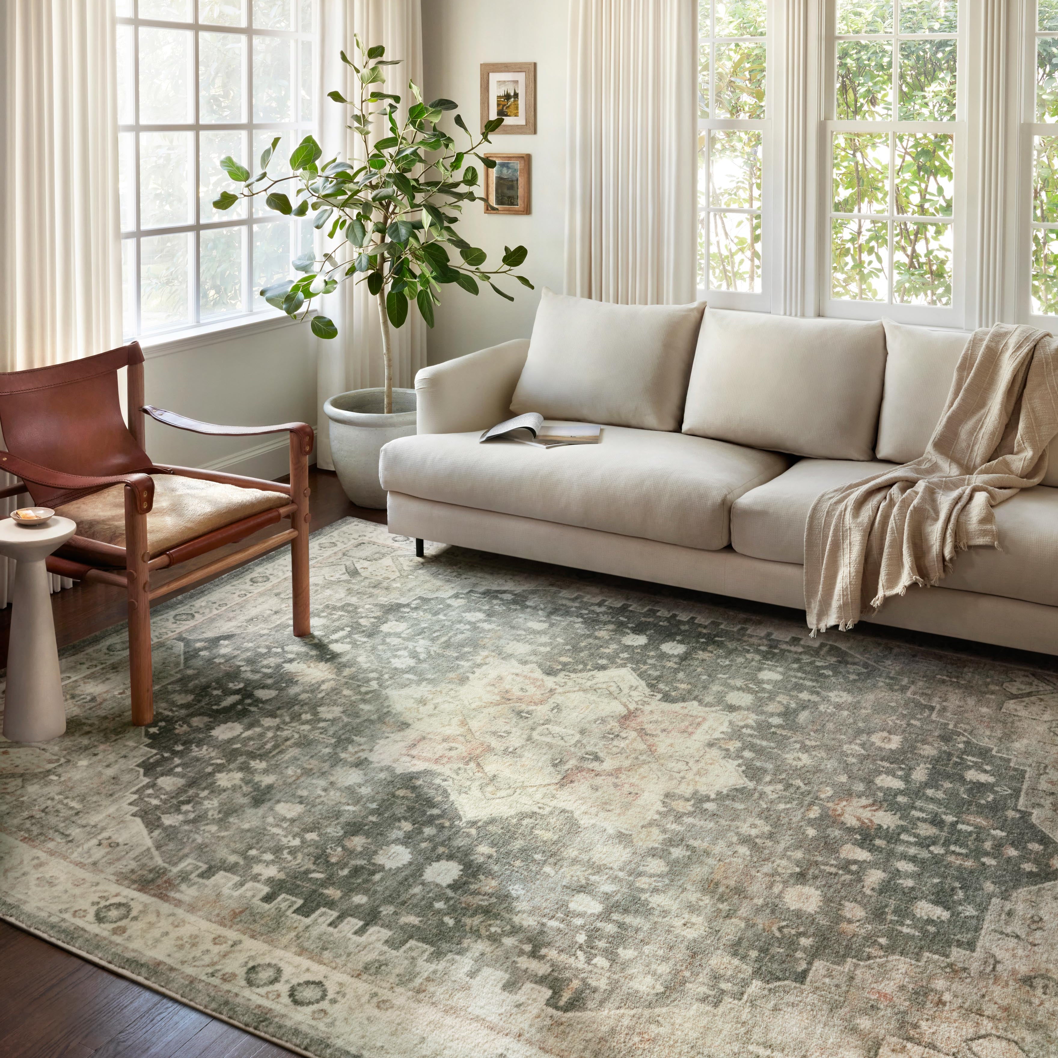 Loloi Rosette Slate / Ivory Rug RUGS - synthetic Loloi