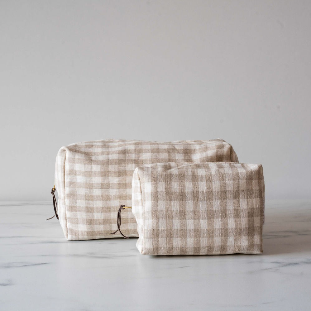 Rug & Weave made Gingham Linen Bag Toiletry Bag Rug & Weave