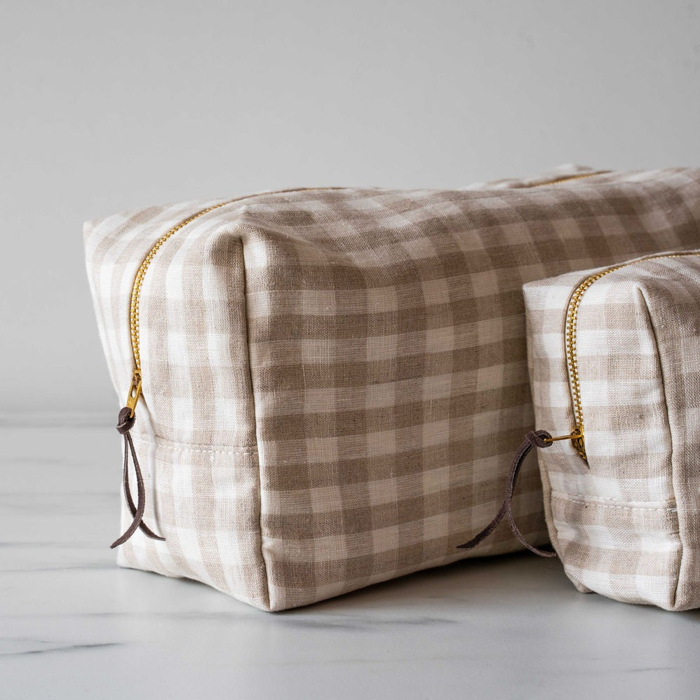 Rug & Weave made Gingham Linen Bag Toiletry Bag Rug & Weave