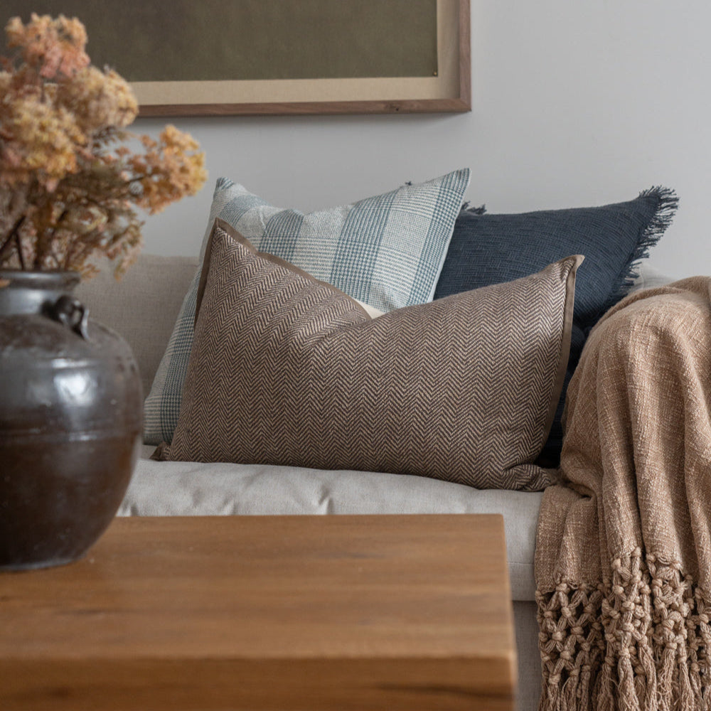 Jean Stoffer x Loloi Flange Pillow Dark Taupe 2 - PILLOWS - essentials - warm Loloi