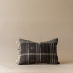 Umber Bhujodi Fringe Pillow Cover 1 - PILLOWS - Bhujodi - neutral Rug & Weave Pillows 14" x 20" with top band
