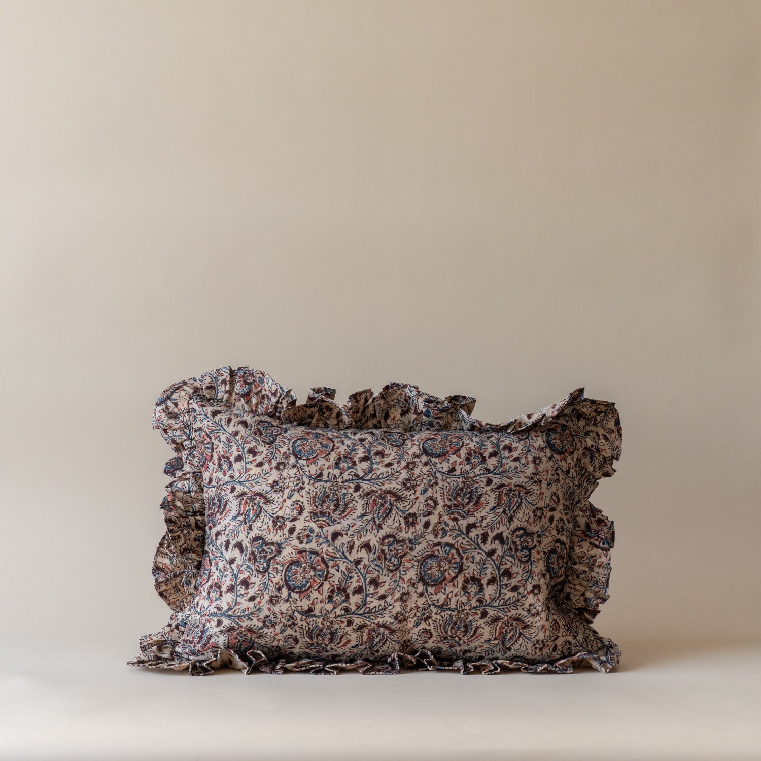 Layla Floral Ruffle Pillow Cover 2 - PILLOWS - Block print - warm Rug & Weave Pillows