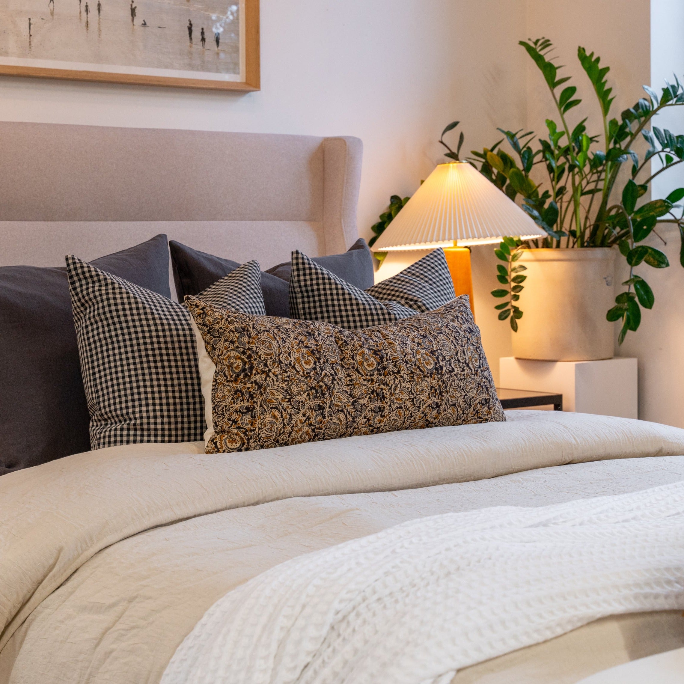 Aspen Gingham Pillow Cover 1 - PILLOWS - linen - neutral Rug & Weave Pillows