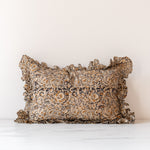 Aja Block Print Ruffle Pillow Cover 1 - PILLOWS - block print - neutral Rug & Weave Pillows