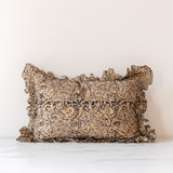 Aja Block Print Ruffle Pillow Cover 1 - PILLOWS - block print - neutral Rug & Weave Pillows