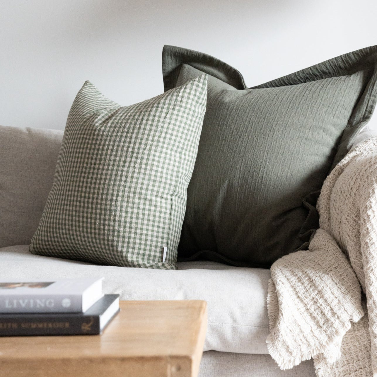 Genevieve Gingham Pillow Cover 3 - PILLOWS - linen - cool Rug & Weave Pillows