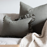 Sage Linen Ruffle Pillow Cover 3 - PILLOWS - linen - cool Rug & Weave Pillows