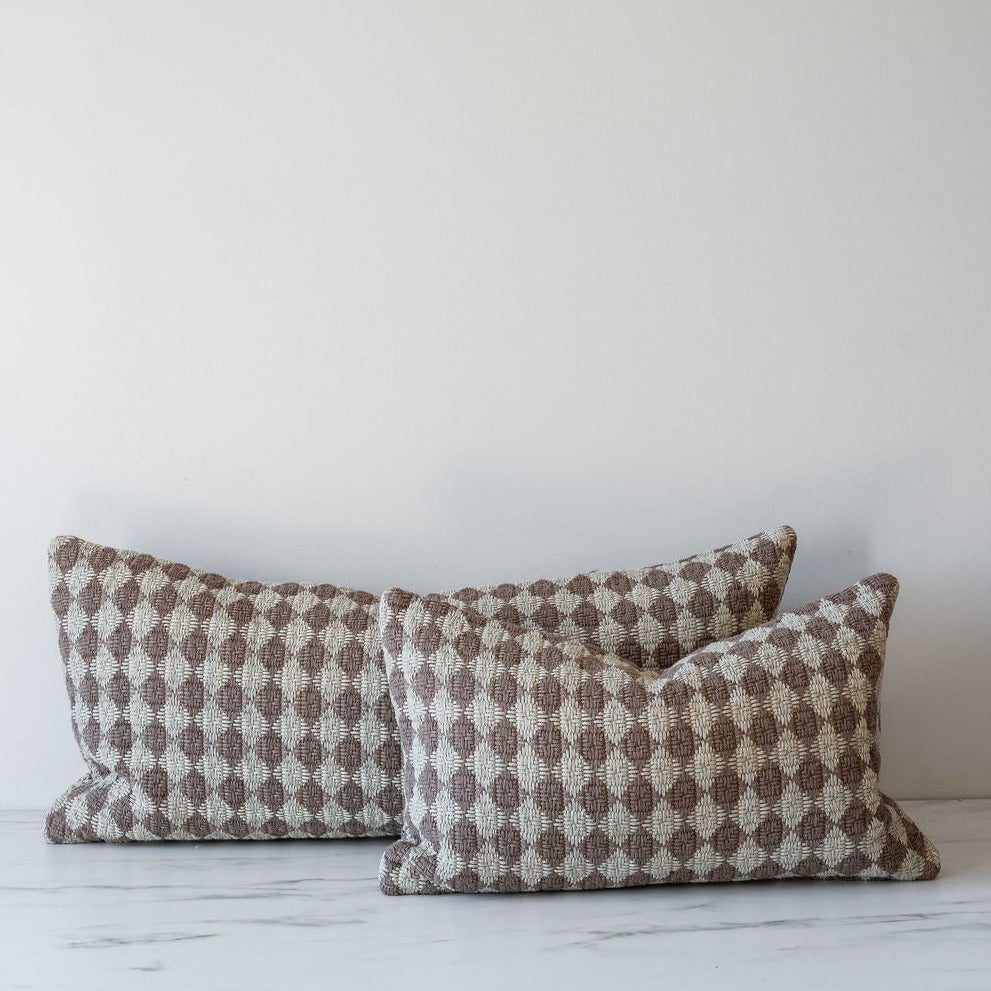 Brown Check Weave Pillow Lumbar Pillow Indaba